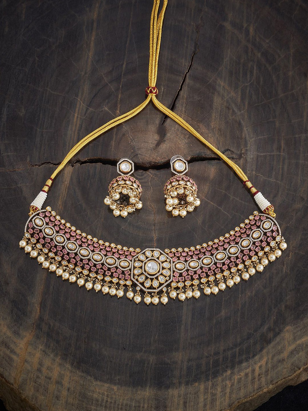 

Kushal's Fashion Jewellery Kundan-Studded Jewellery Set, Gold