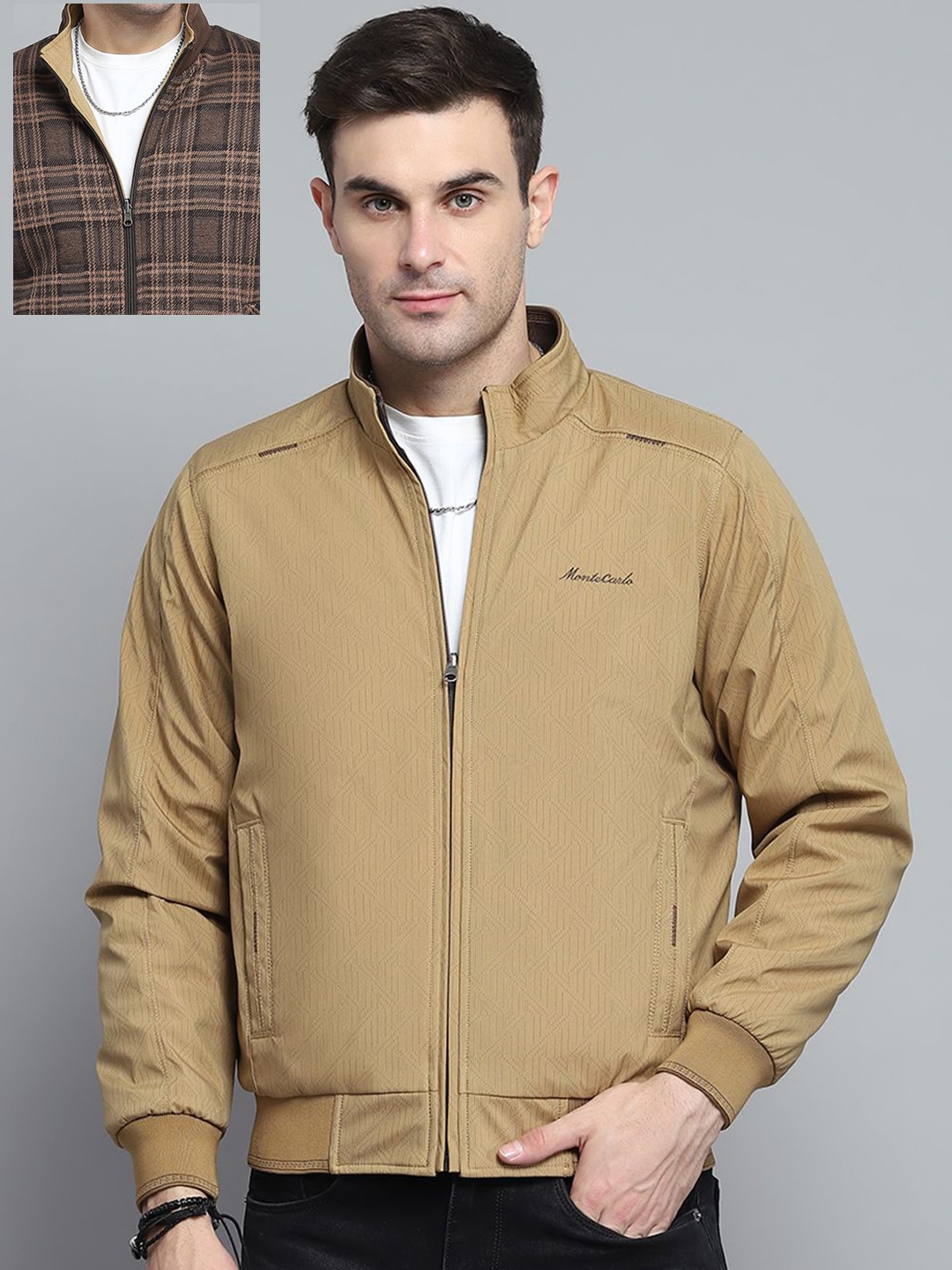 

Monte Carlo Men Reversible Outdoor Bomber Jacket, Khaki