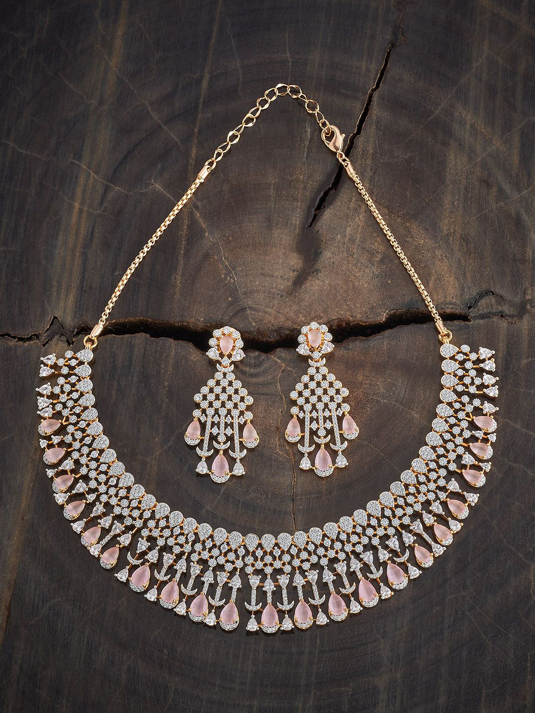 

Kushal's Fashion Jewellery Gold-Plated Cubic Zirconia Studded Jewellery Set