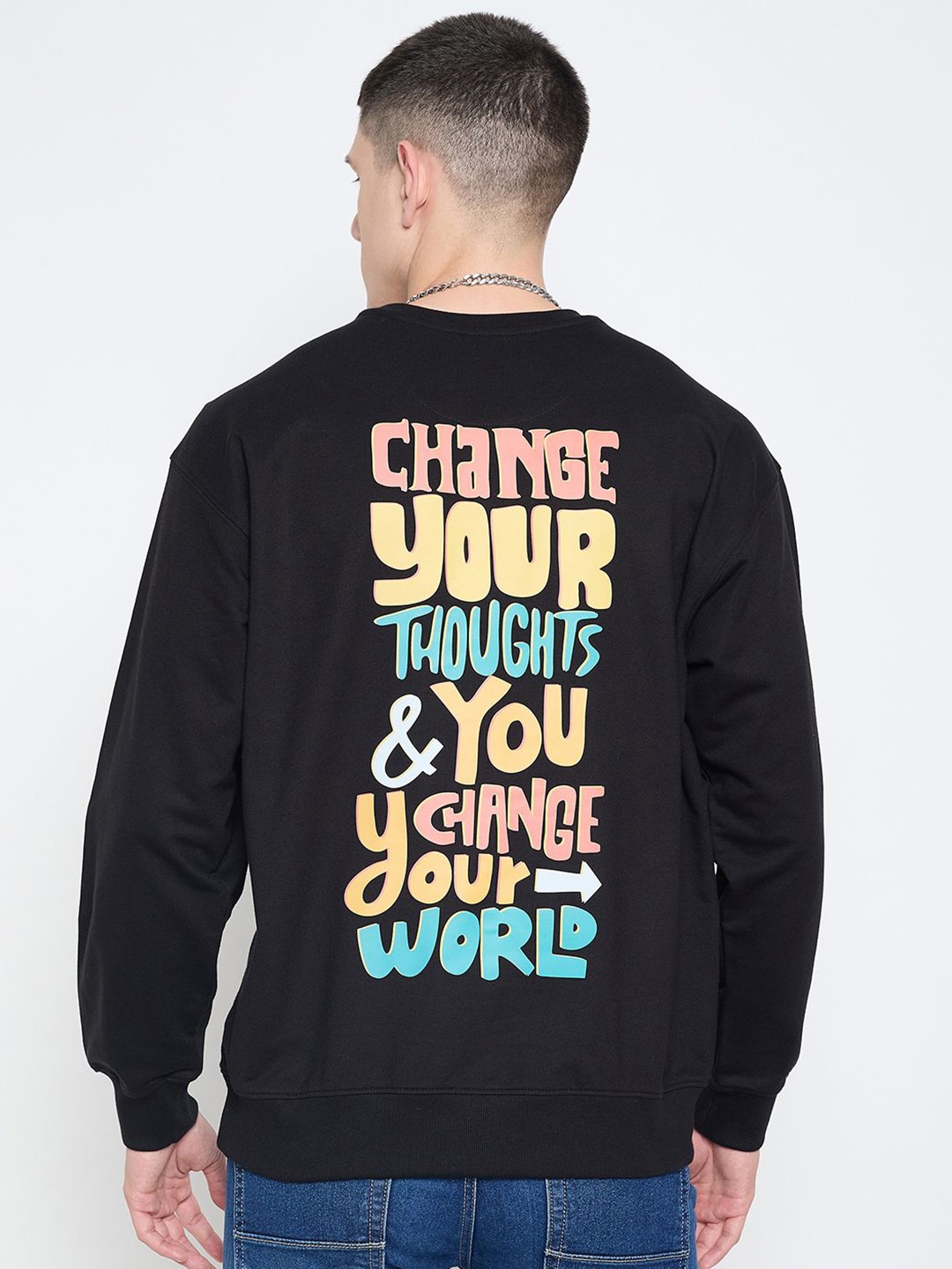 

Mast & Harbour Men Typography Printed Cotton Sweatshirt, Black