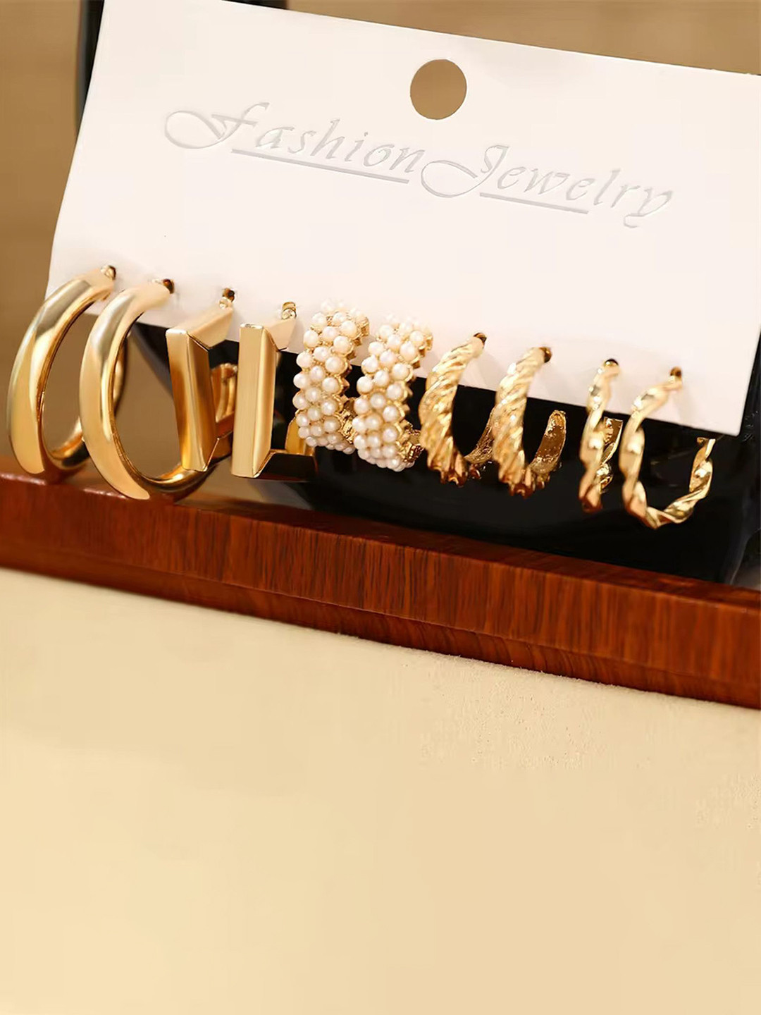 

PolluxCraft Set Of 5 Gold-Plated Circular Half Hoop Earrings