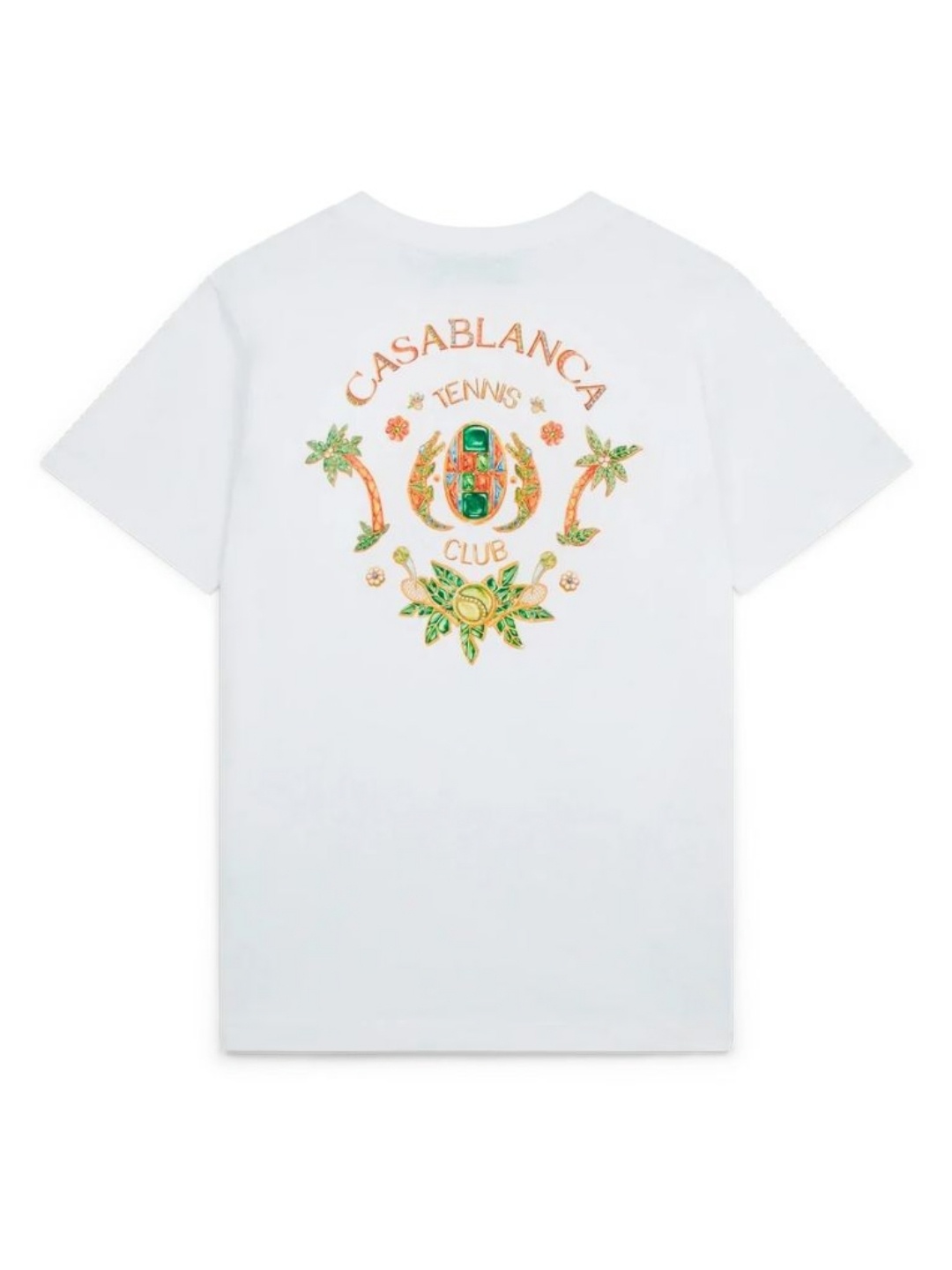 

Casablanca Men Graphic Printed Round Neck Cotton T-shirt, White