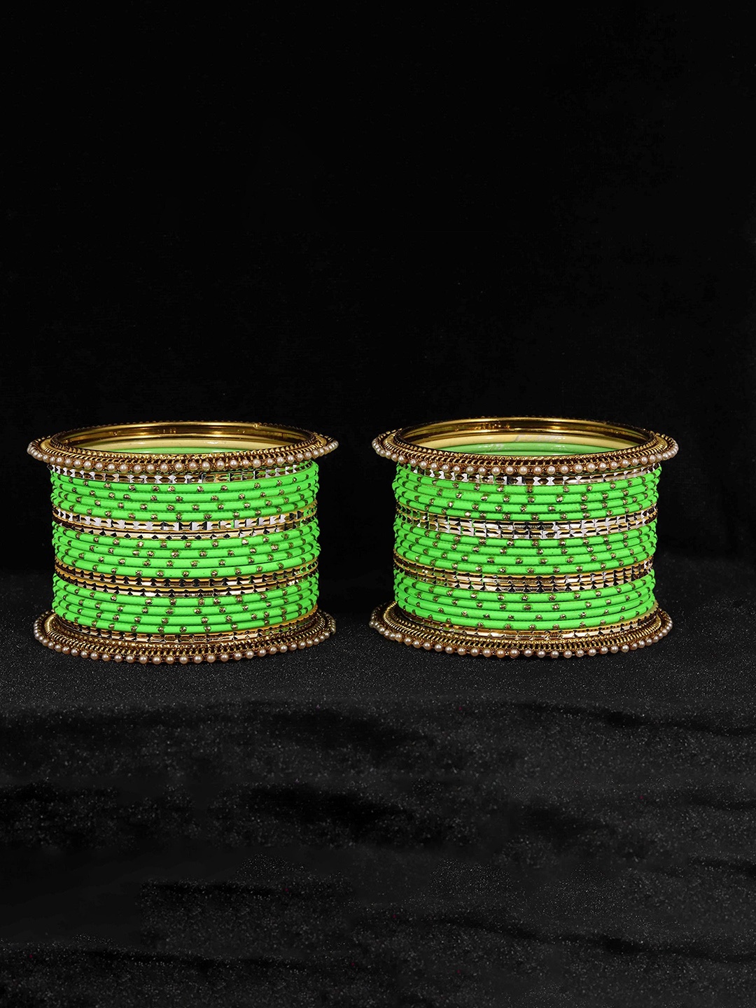 

Zulka Set of 34 Traditional Metal Bangles, Maroon