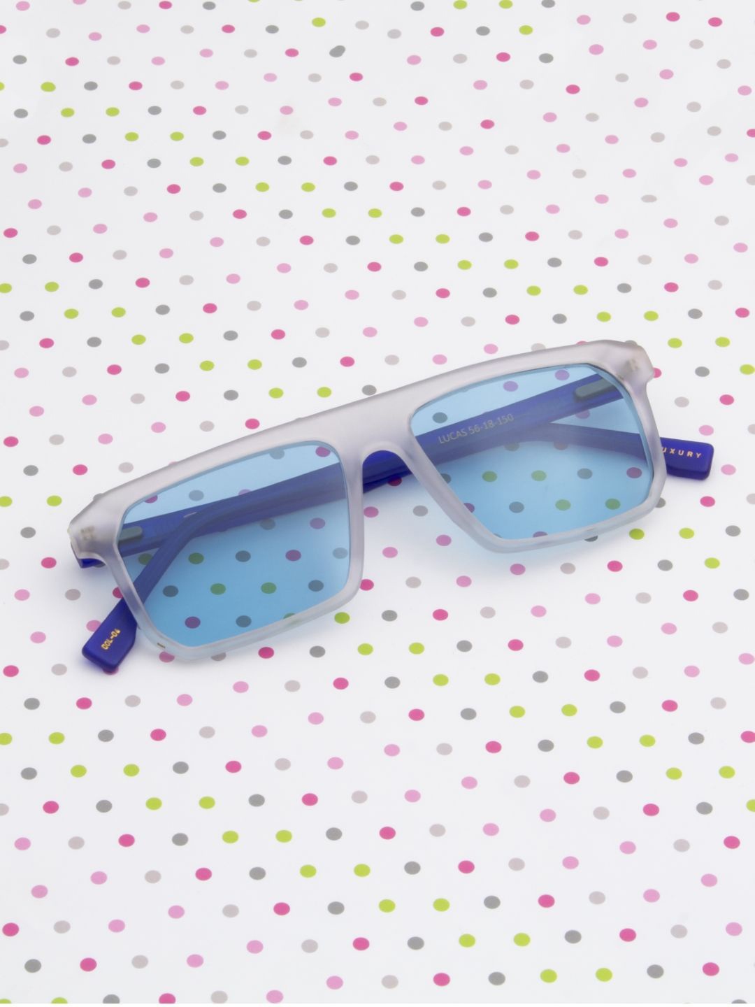 

Ted Smith Unisex Blue Square Luxury Acetate Sunglasses with Polarised Lens