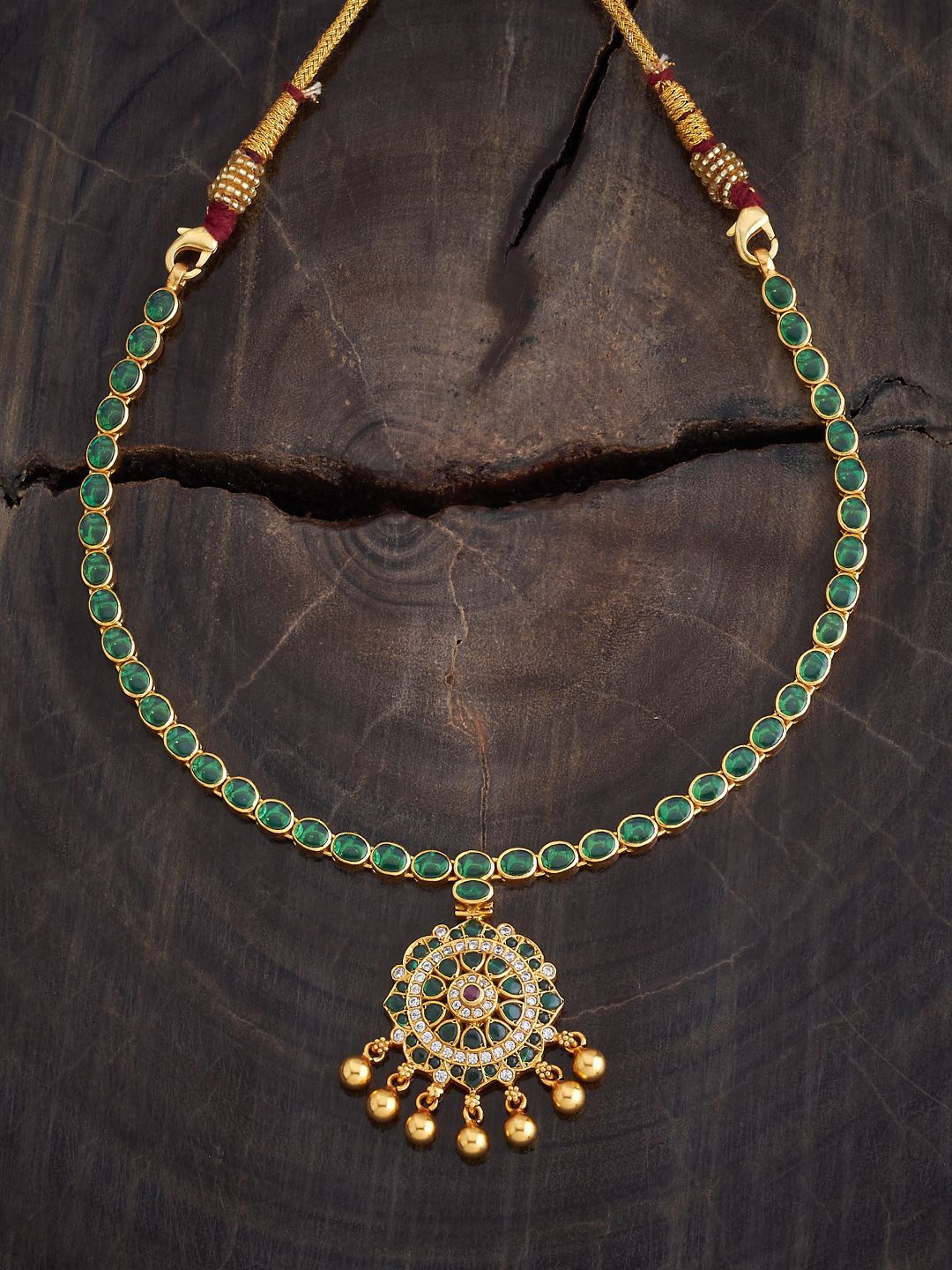 

Kushal's Fashion Jewellery 92.5 Pure Silver Gold-Plated Temple Necklace