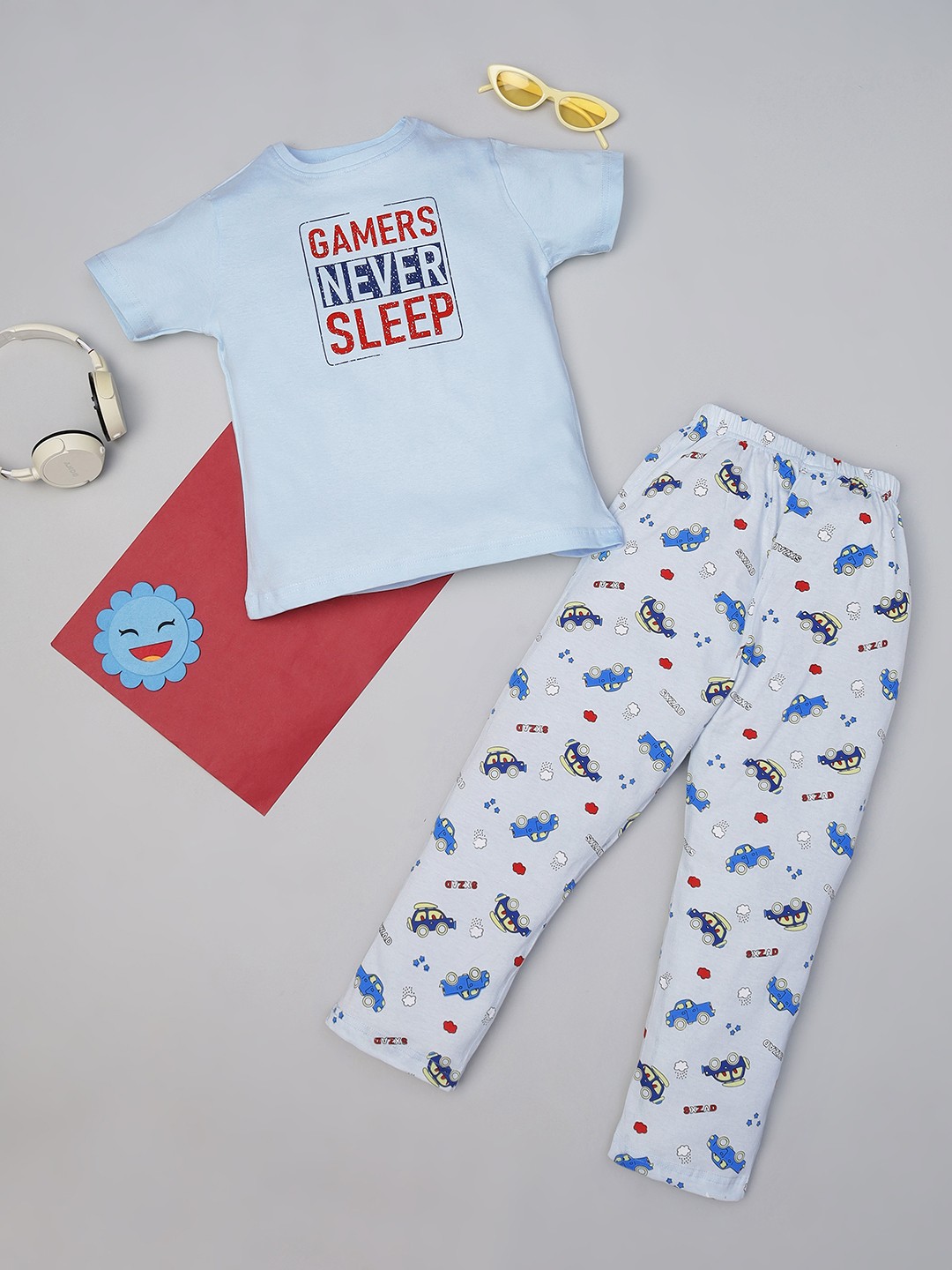 

RAINE AND JAINE Boys Printed Night suit, Blue