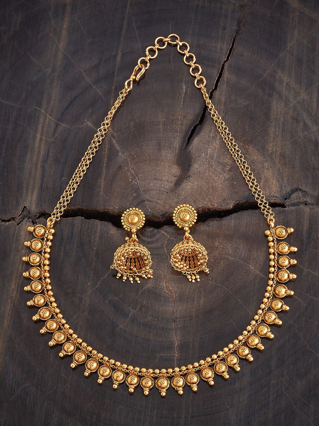 

Kushal's Fashion Jewellery Gold-Plated Antique Jewellery Set