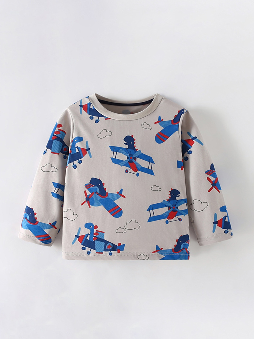 

LULU & SKY Boys Printed Applique T-shirt, Grey