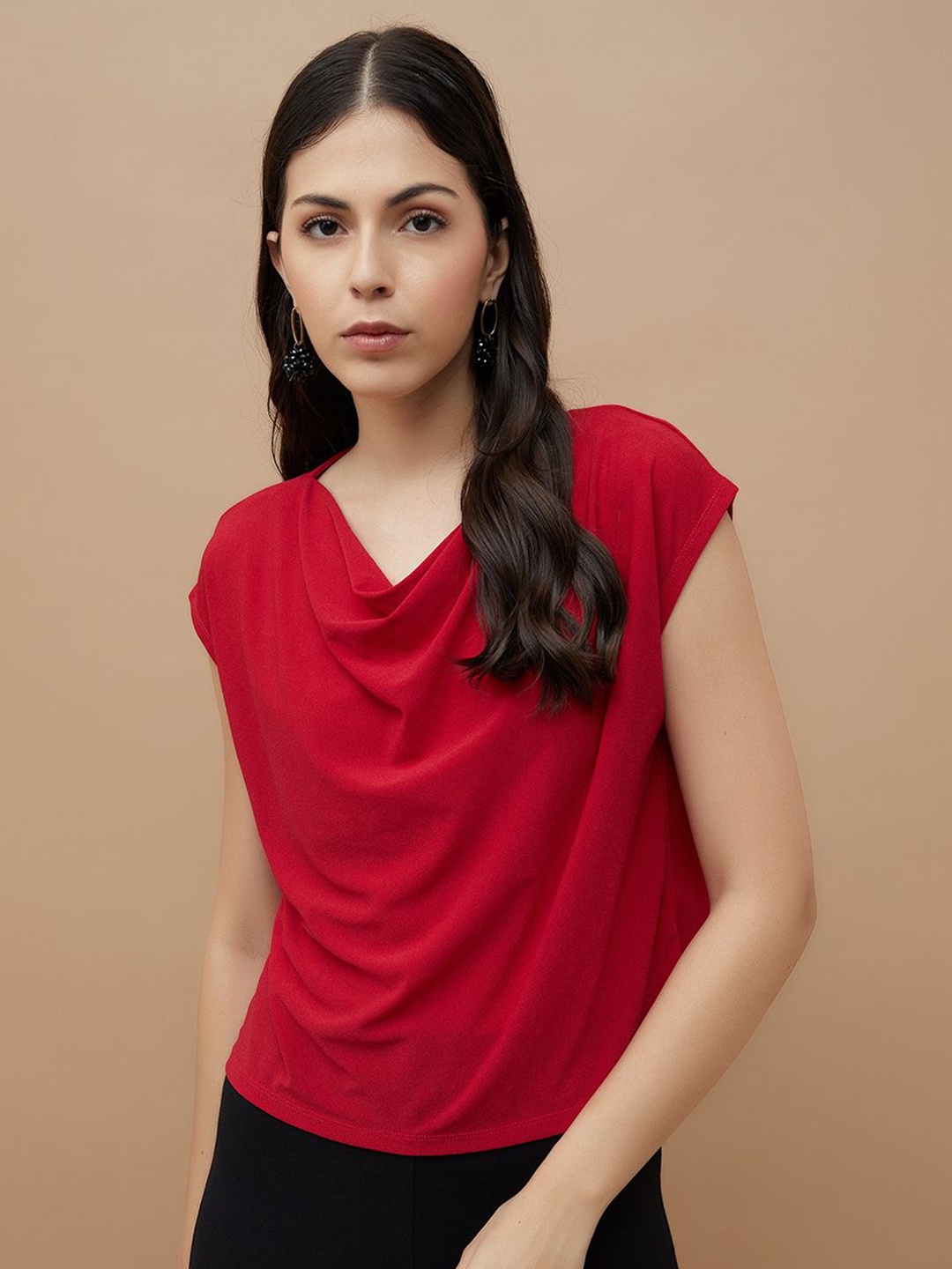 

CODE by Lifestyle Women Solid Cowl Neck Casual Top, Red