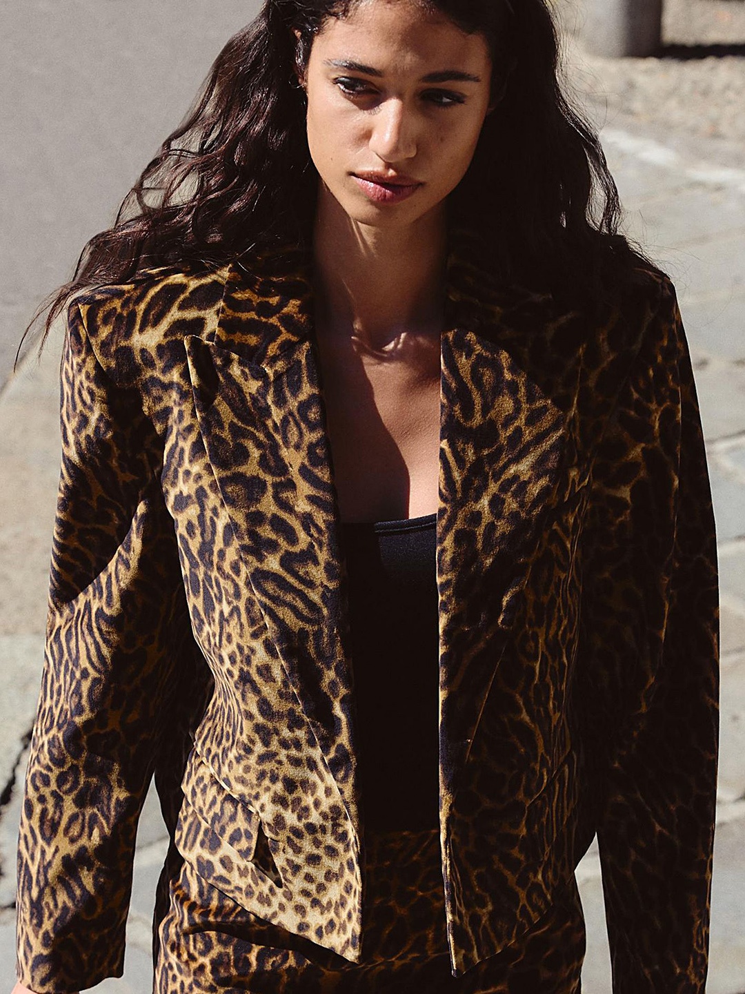 

LULU & SKY Women Lapel Collar Animal Printed Casual Tailored Jacket, Brown