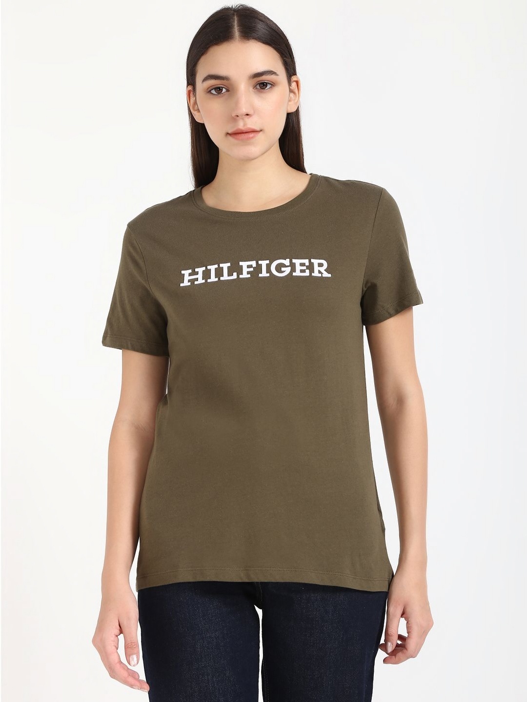 

Tommy Hilfiger Women Typography T-shirt, Green