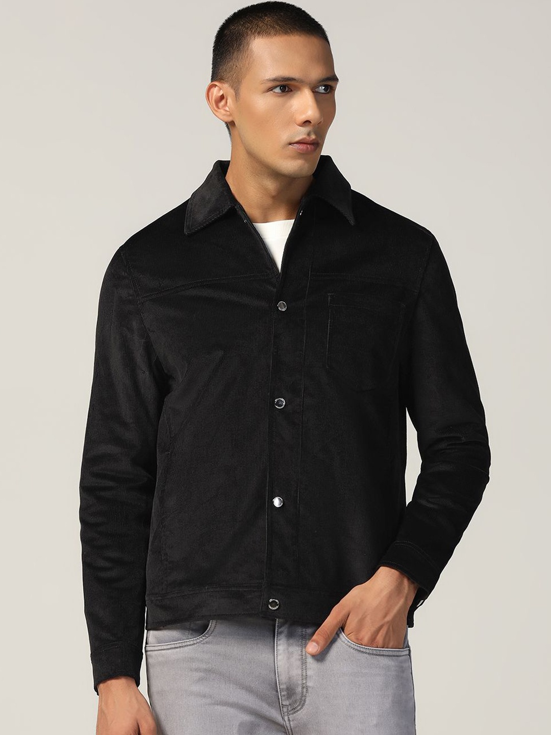 

Blackberrys Men Camouflage Polyester Longline Tailored Jacket, Black