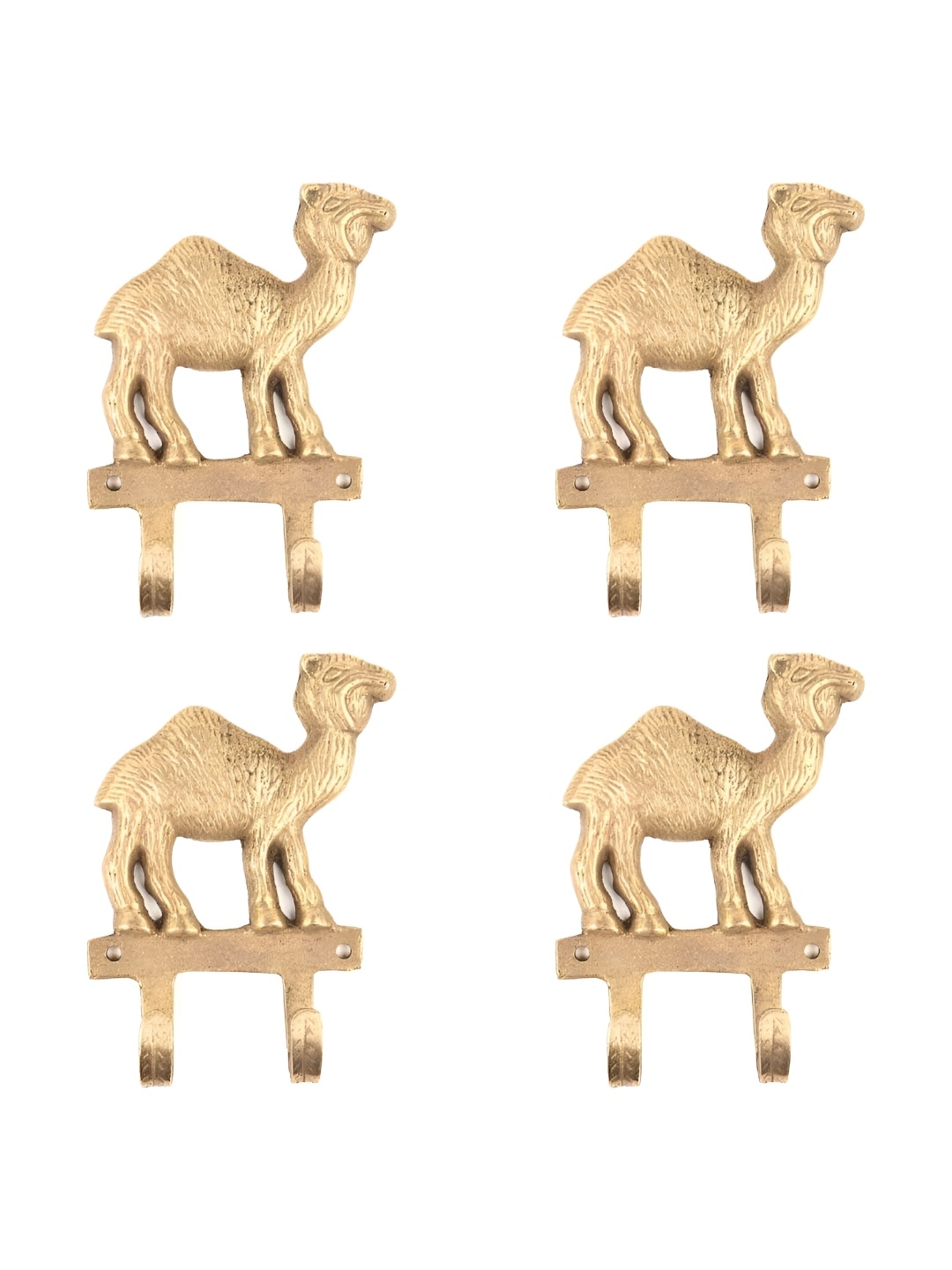 

IndianShelf Gold Toned 4 Pieces Camel Brass Wall Hooks