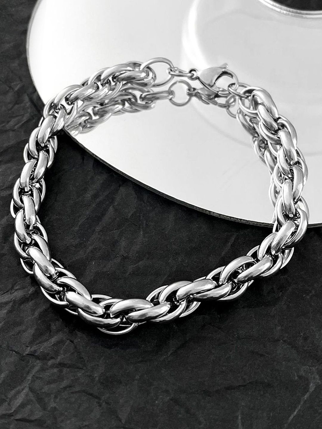 

Peora Men Silver Plated Stainless Steel Link Bracelet