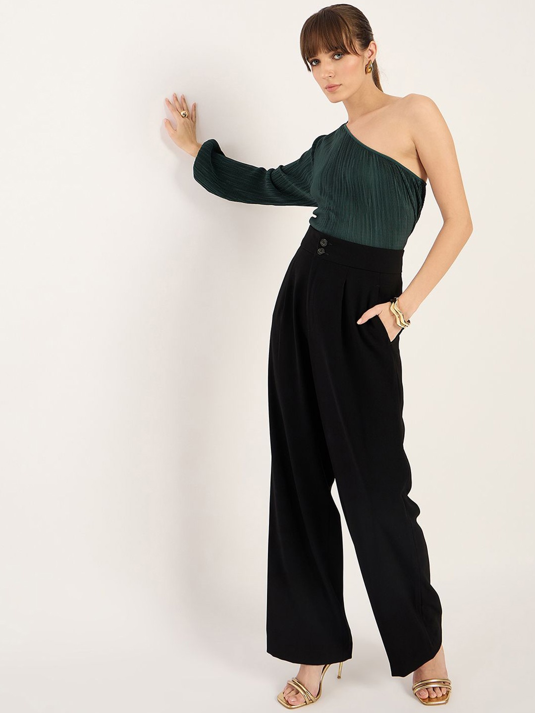 

FEMMELLA Women One Shoulder Top, Green
