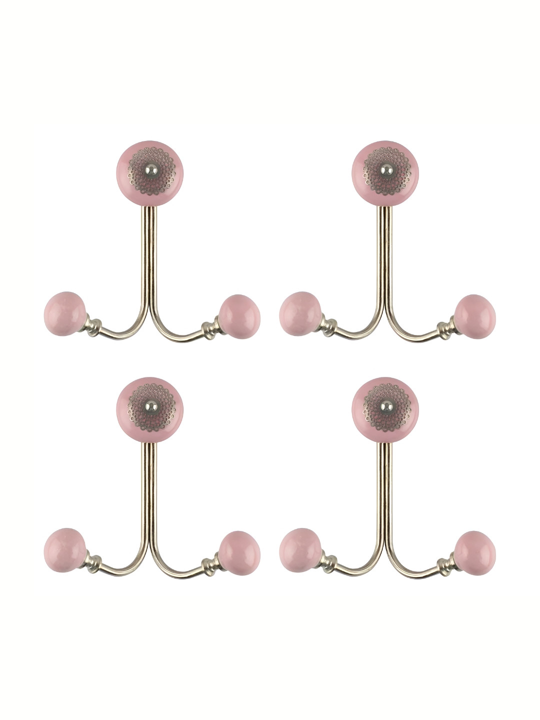 

IndianShelf Pink 4 Pieces Ceramic Strewn Wall Mounted Hooks