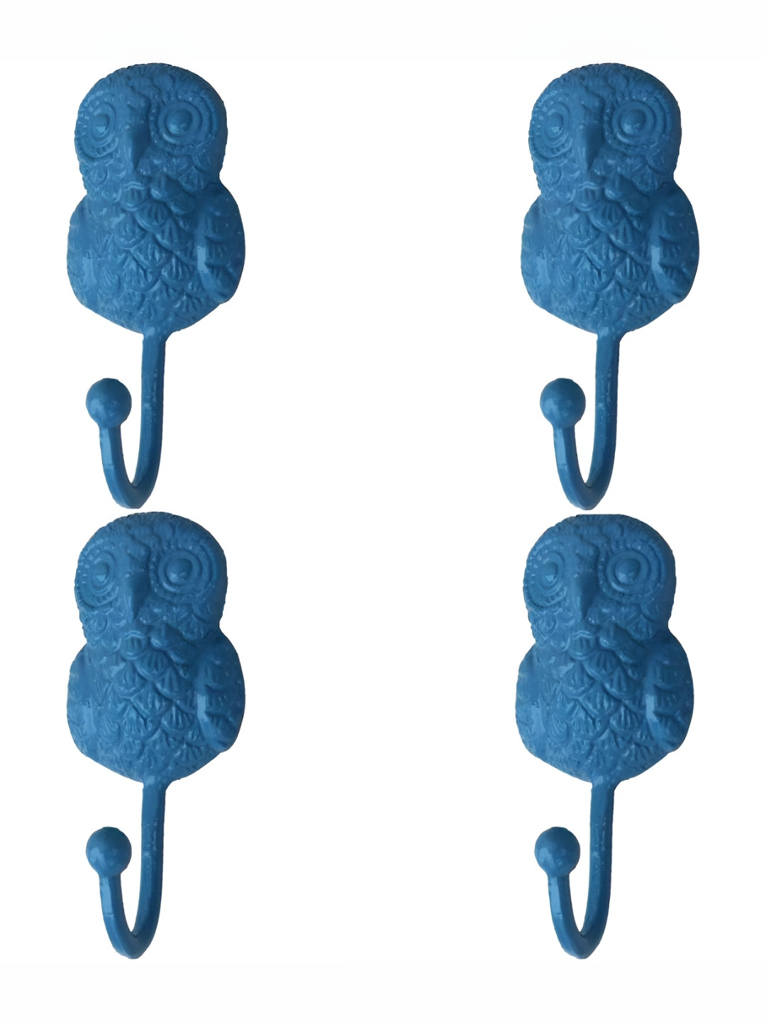 

IndianShelf Blue 4 Pieces Owl Iron Wall Hooks