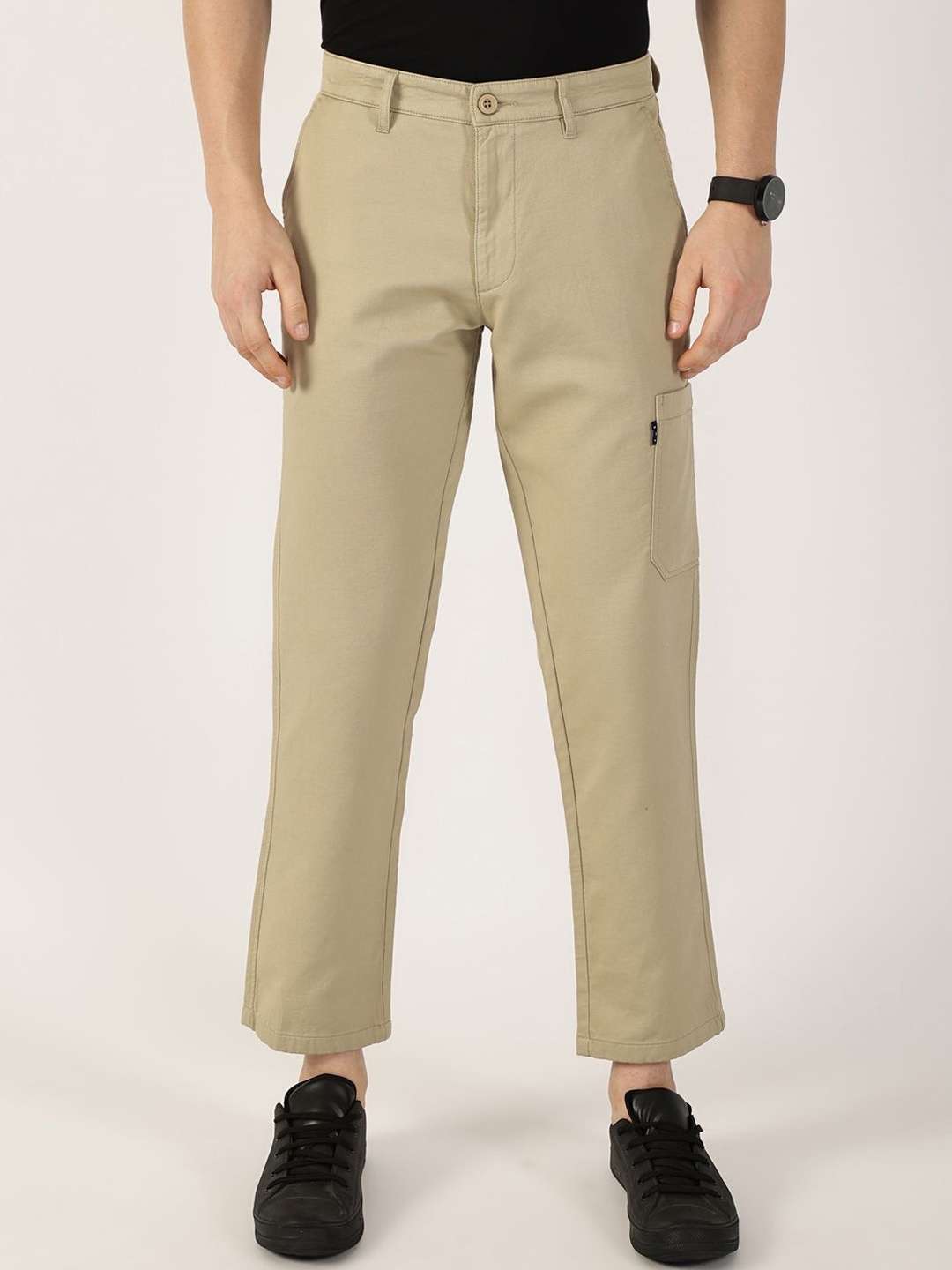 

Thomas Scott Men Cotton Regular Fit Smart Chinos Trousers, Beige