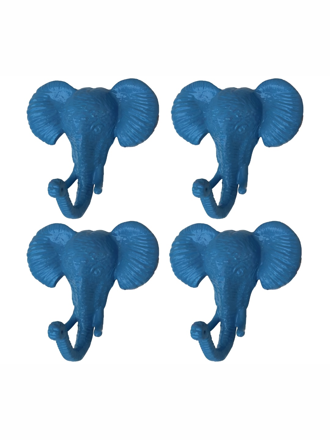 

IndianShelf 4 Pieces Iron Elephant Clothes Hanger for Wall Coat Hooks, Blue