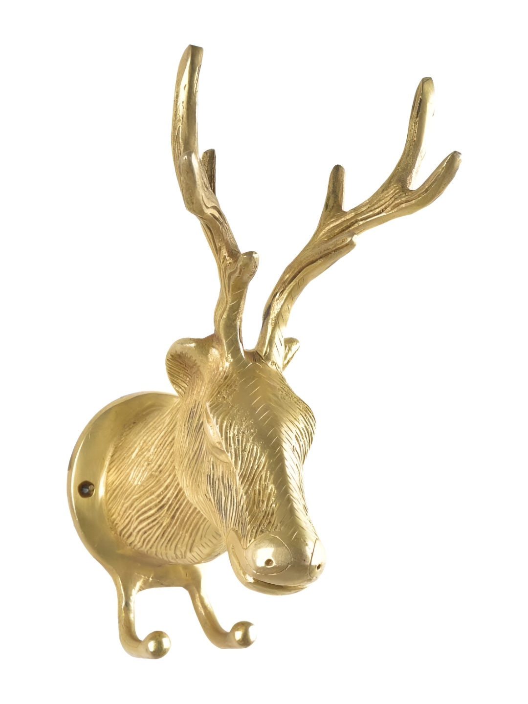 

IndianShelf Gold-Toned Brass Deer Or Elk Head Cloth Hanger Key Holder