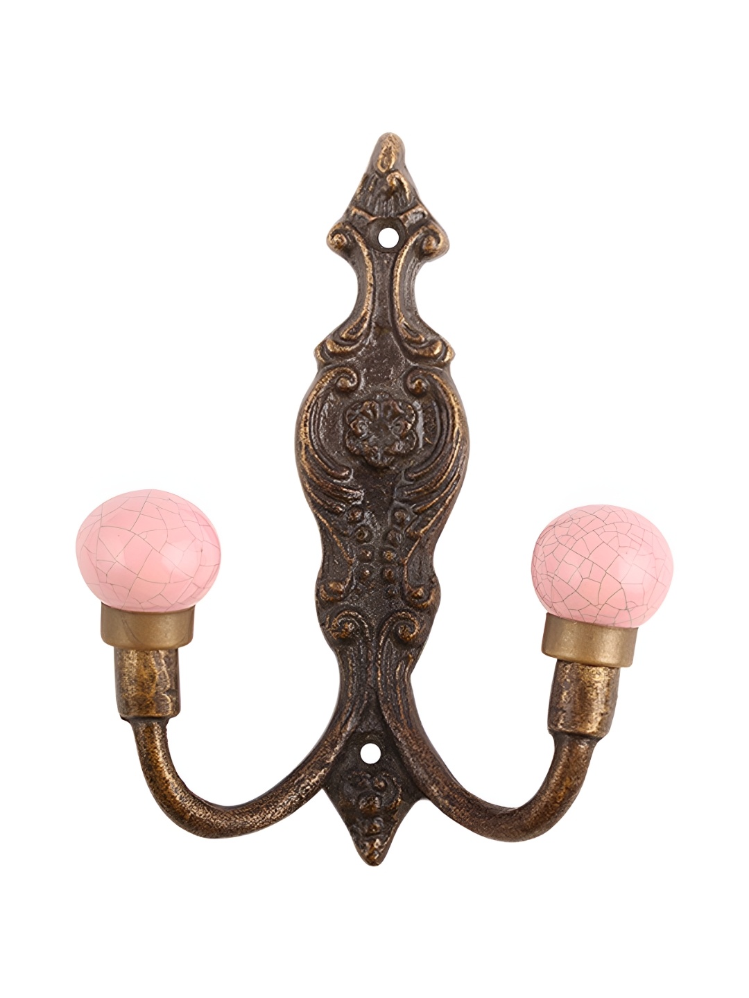 

IndianShelf Pink & Bronze Crackle Printed Ceramic Wall Hook