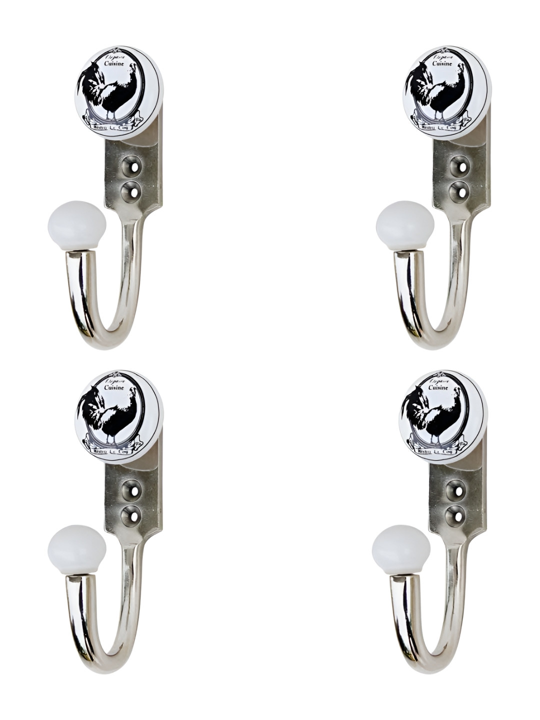 

IndianShelf Silver Toned 4 Pieces Ceramic & Zinc Wall Hooks