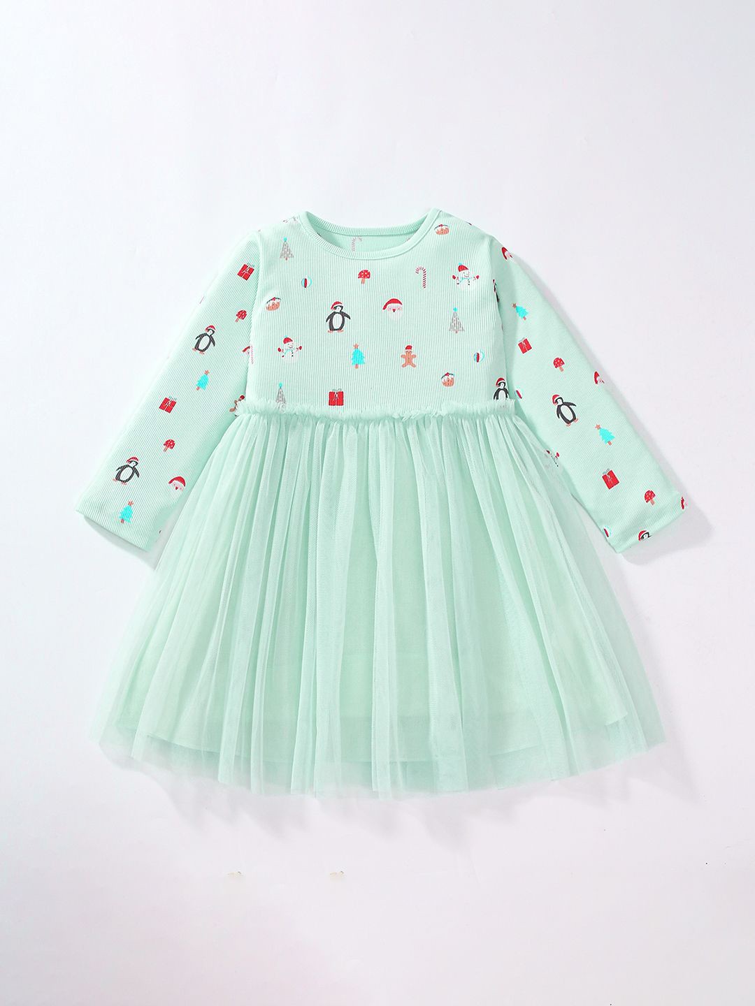 

JC SPARKLE Girls Conversational Printed Fit & Flare Dress, Green