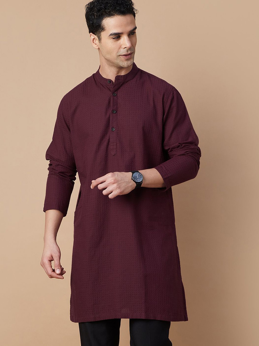 

Melange by Lifestyle Self-Design Straight Kurta, Purple