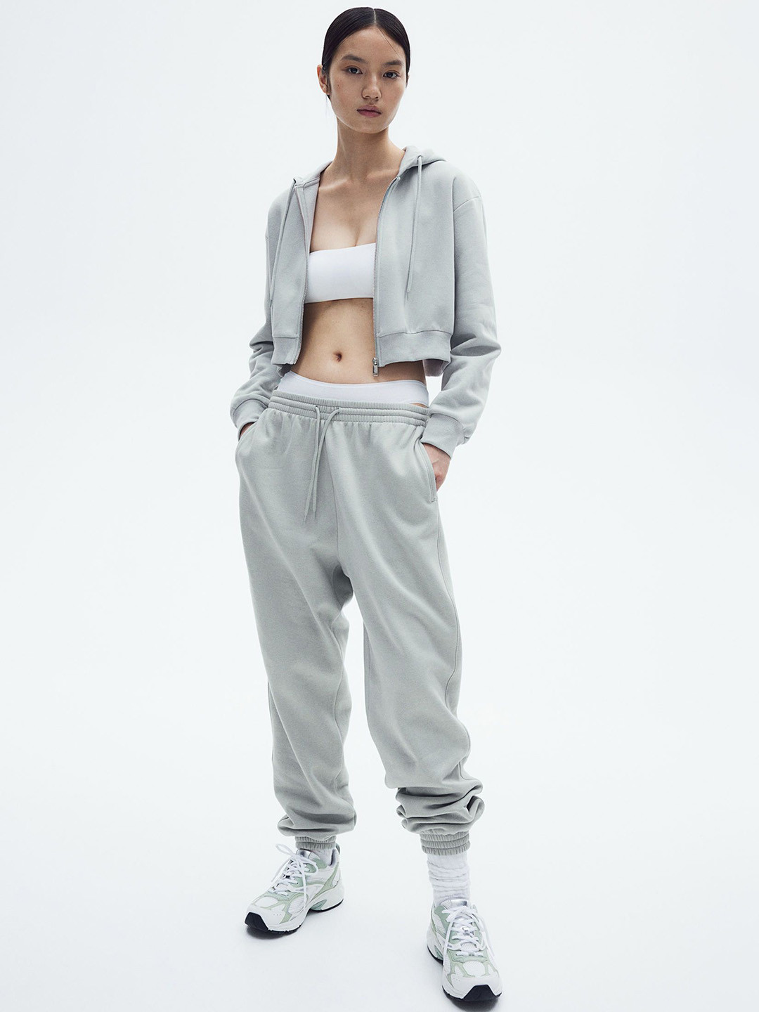 

H&M High-waisted joggers, Turquoise blue