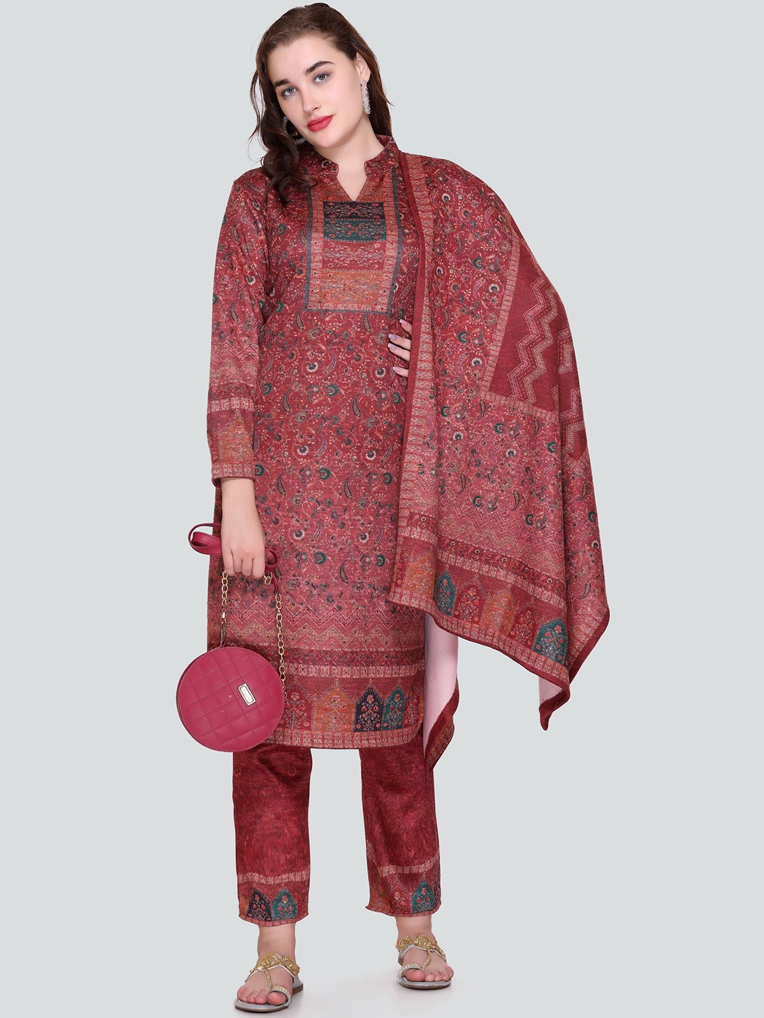 

Melvin Floral Printed Kurta with Trouser & Dupatta, Red