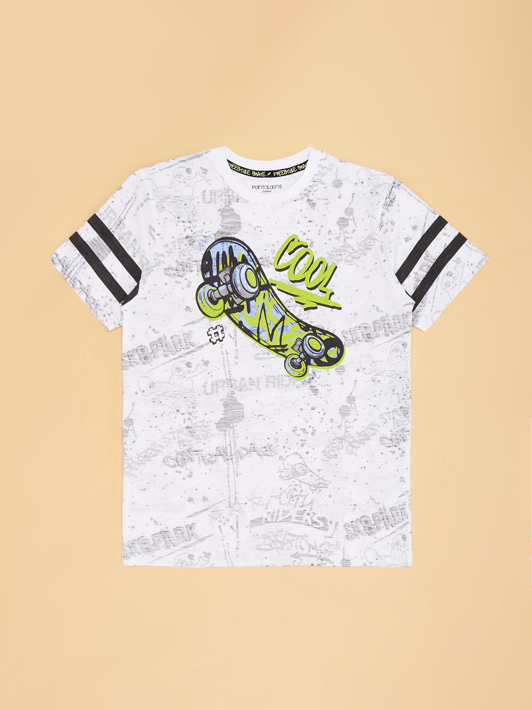 

Pantaloons Junior Boys Graphic Printed Round Neck Cotton T-shirt, White