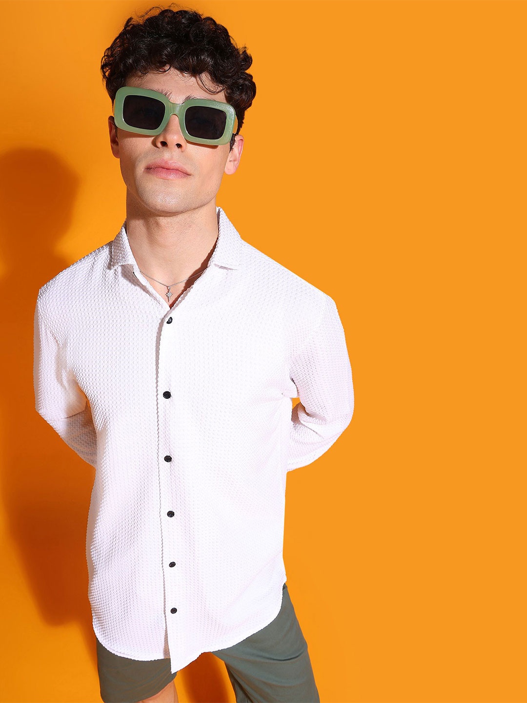 

INDICLUB Men Opaque Casual Shirt, White