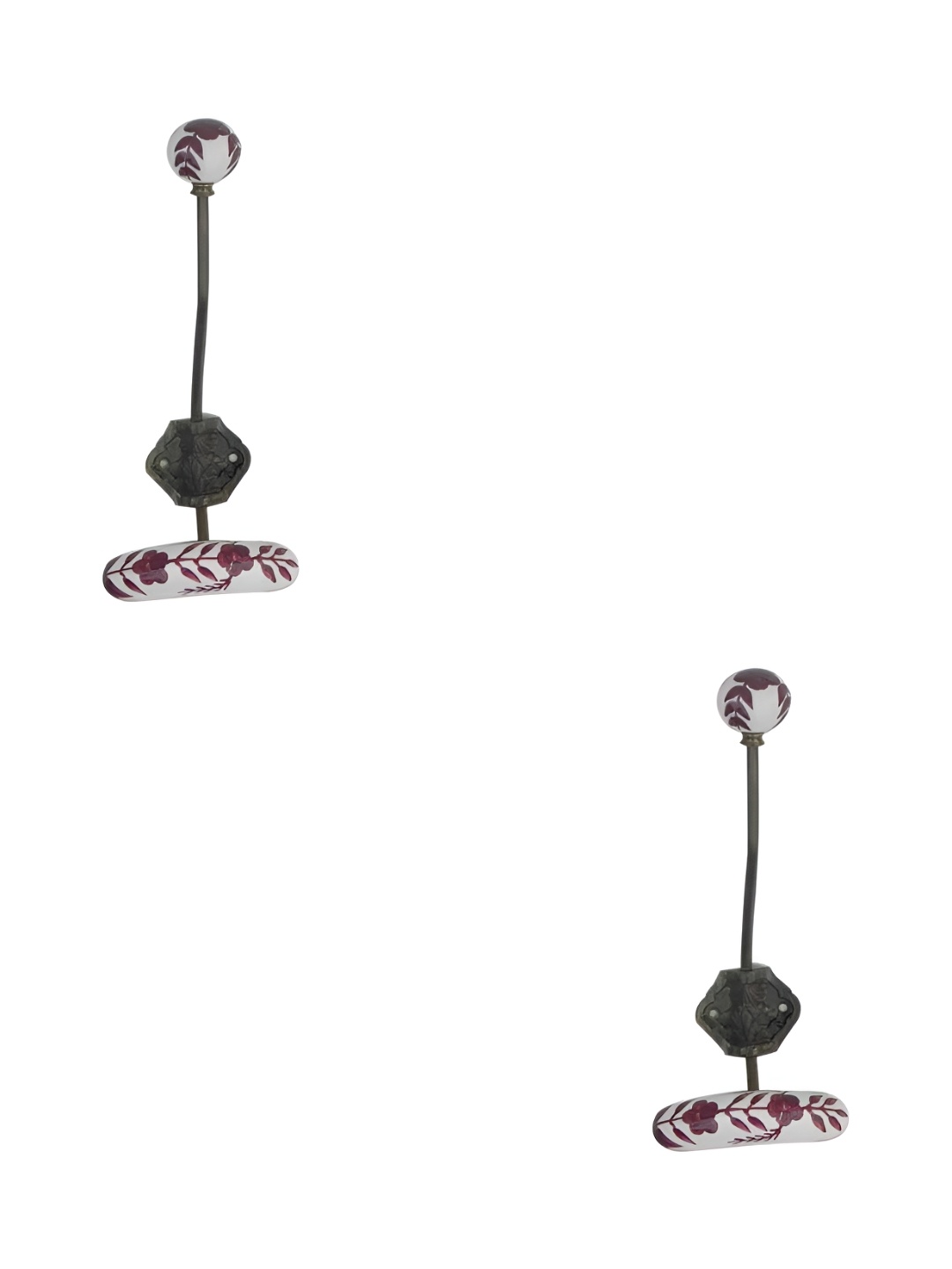 

IndianShelf White 2 Piece Iron Floral Wall Hooks