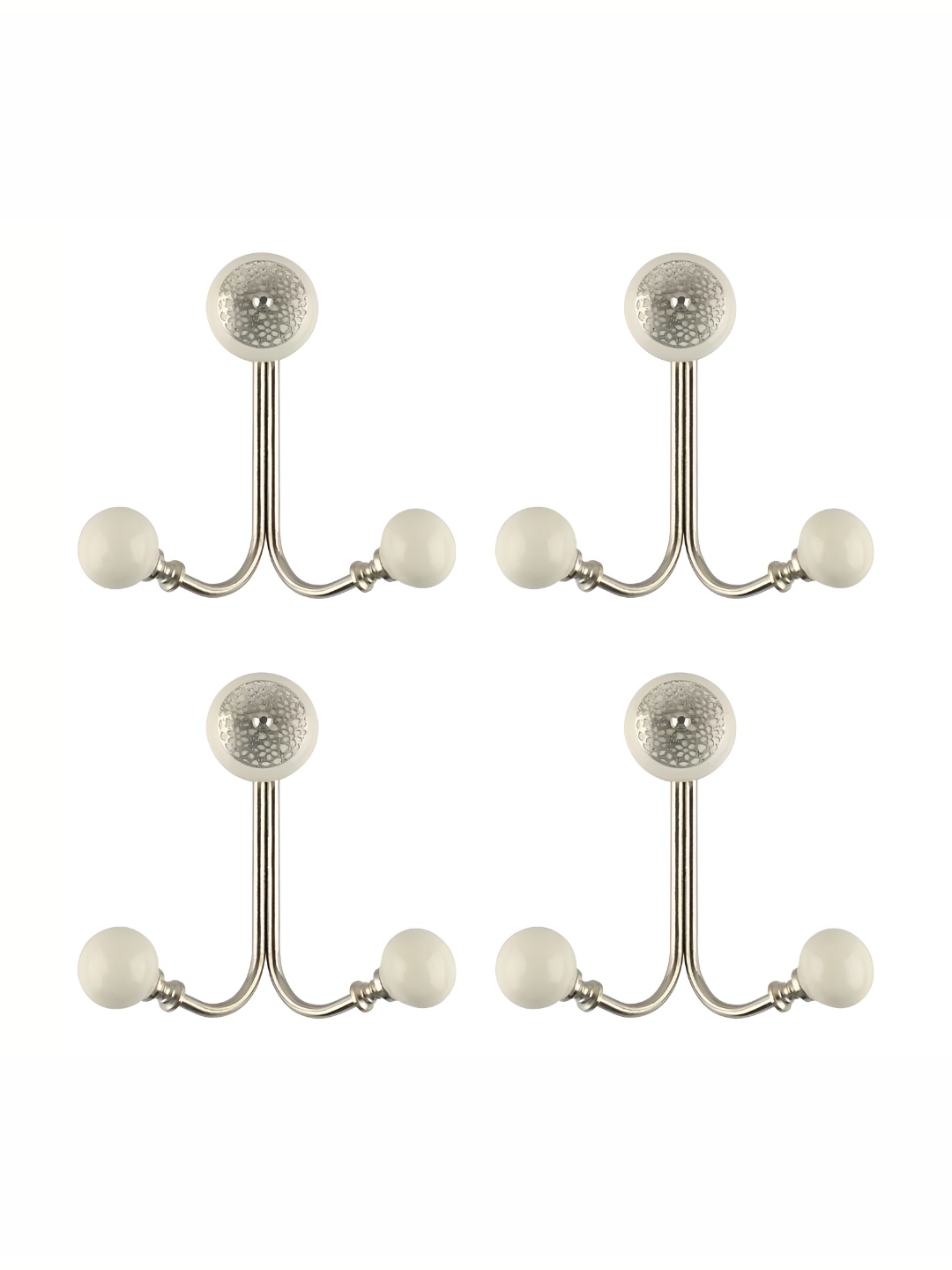 

IndianShelf Cream-Coloured 4 Pieces Ceramic Strewn Cloth Hangers Key Holders