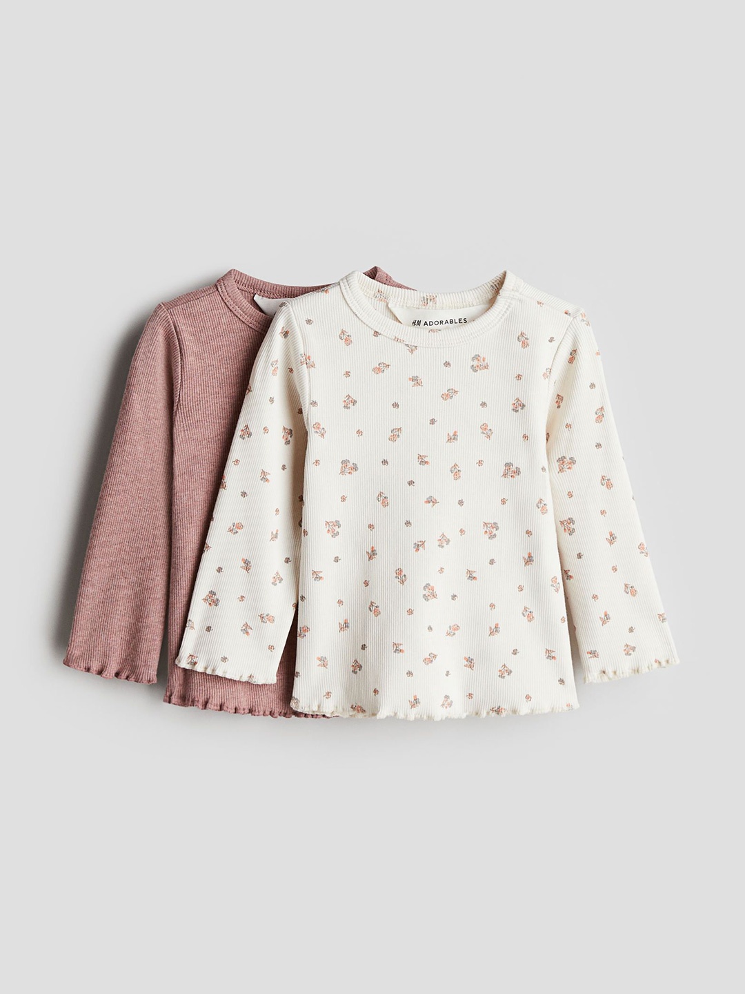 

H&M 2-Pack Ribbed Cotton Tops, Pink