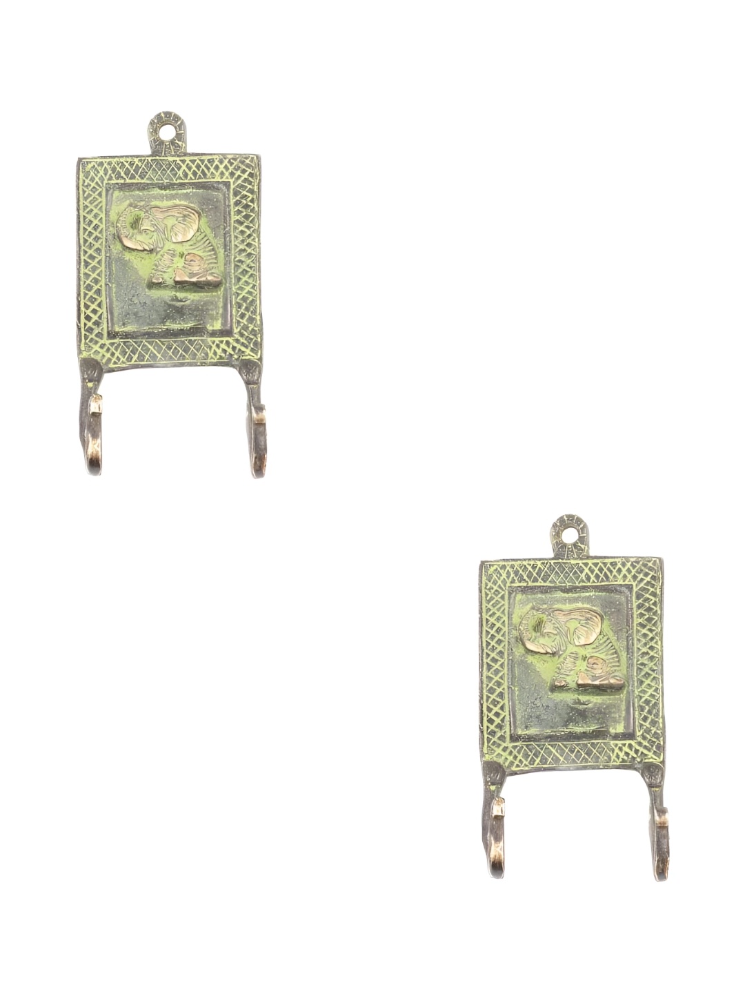 

IndianShelf Goldtoned 2 Pieces Brass Elephant Wall Hooks, Gold