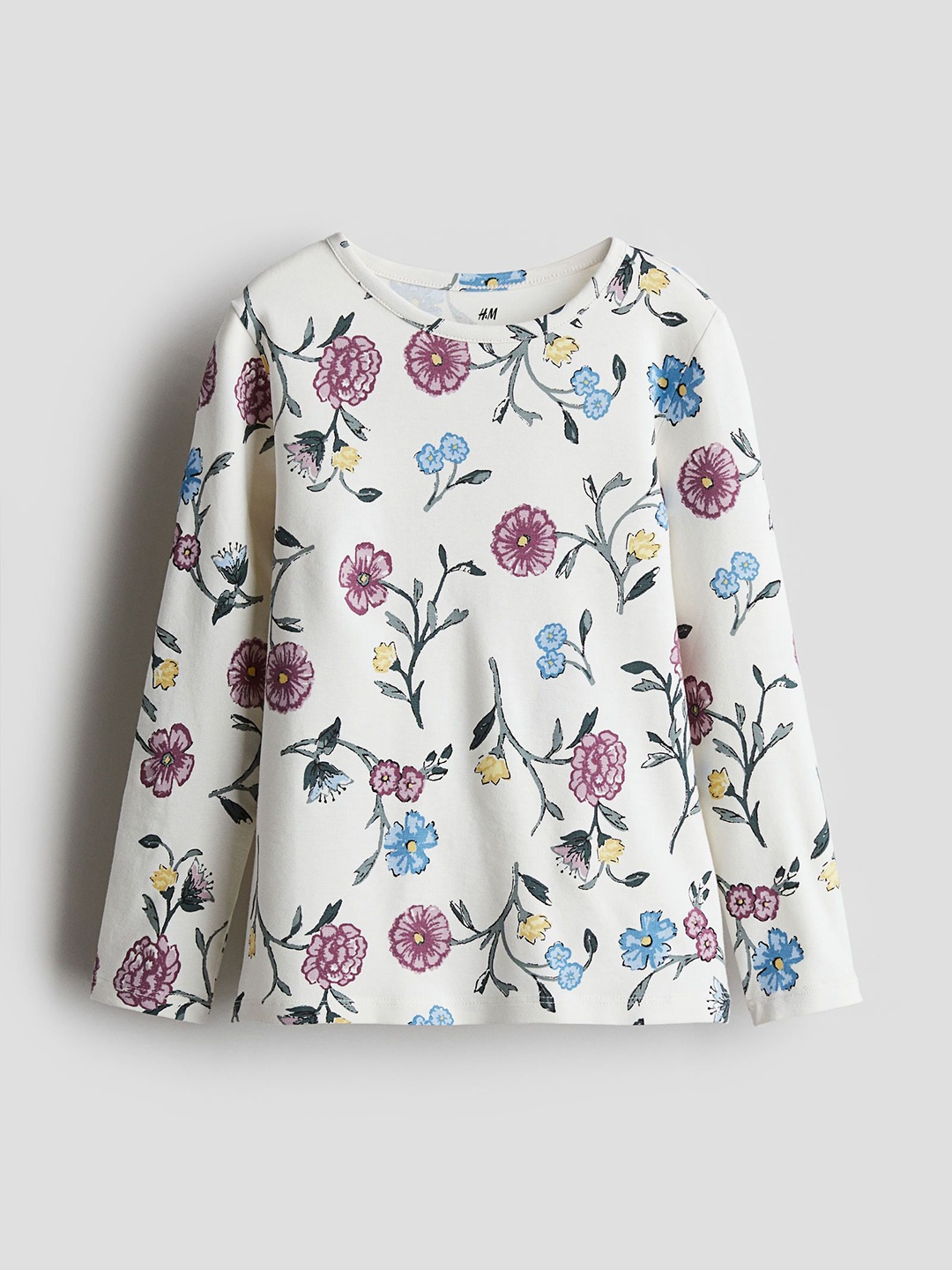 

H&M Printed Jersey Top, White