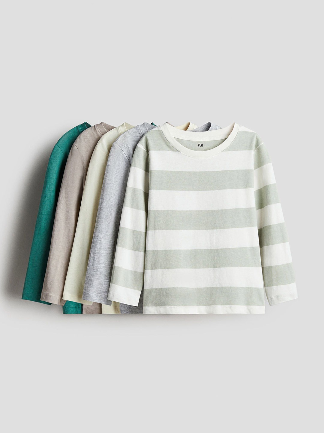 

H&M Boys 5-Pack Long Sleeved T-Shirts, Beige