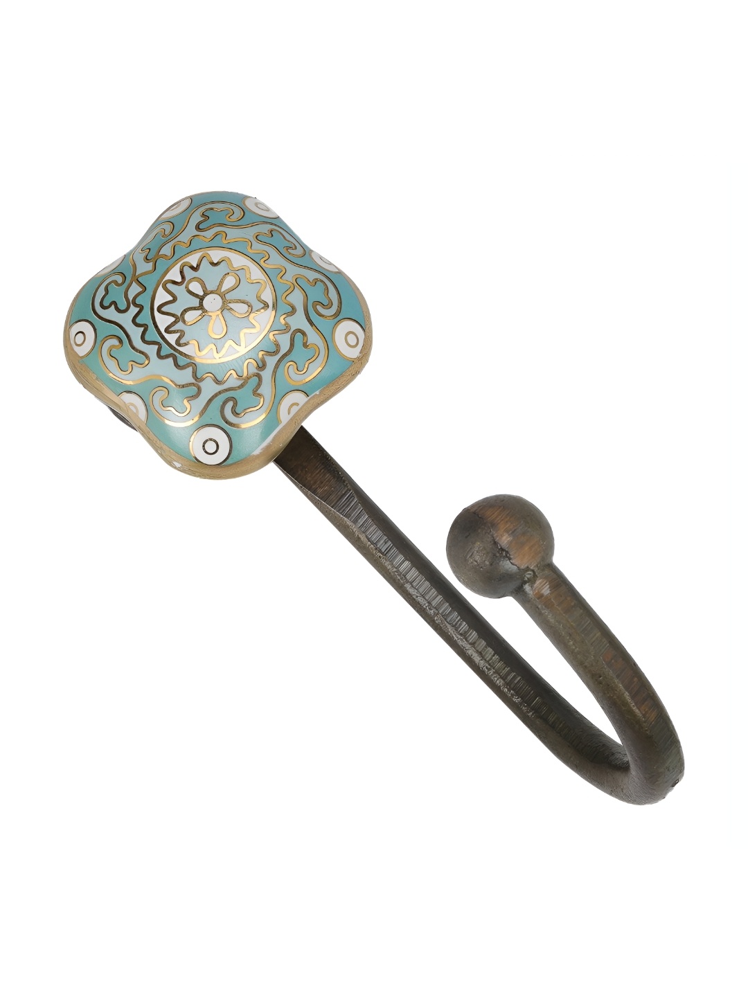 

IndianShelf Green & Gold Toned Printed Ceramic Wall Hook