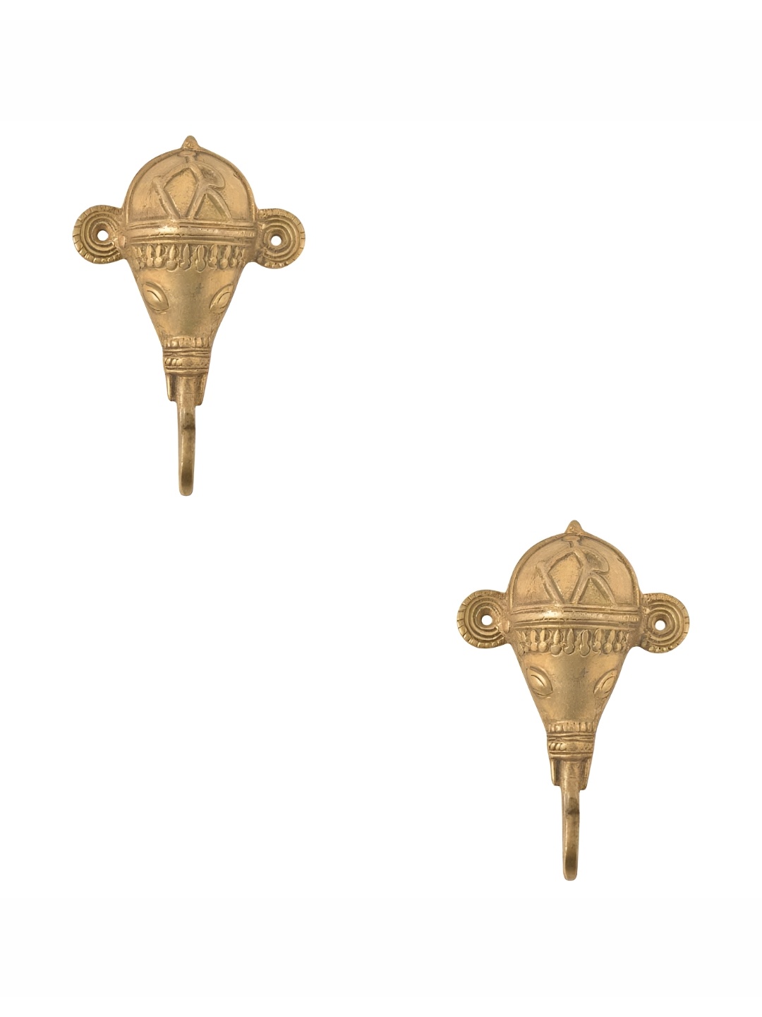 

IndianShelf Gold Toned 2 Pieces Elephant Textured Ceramic Wall Hooks