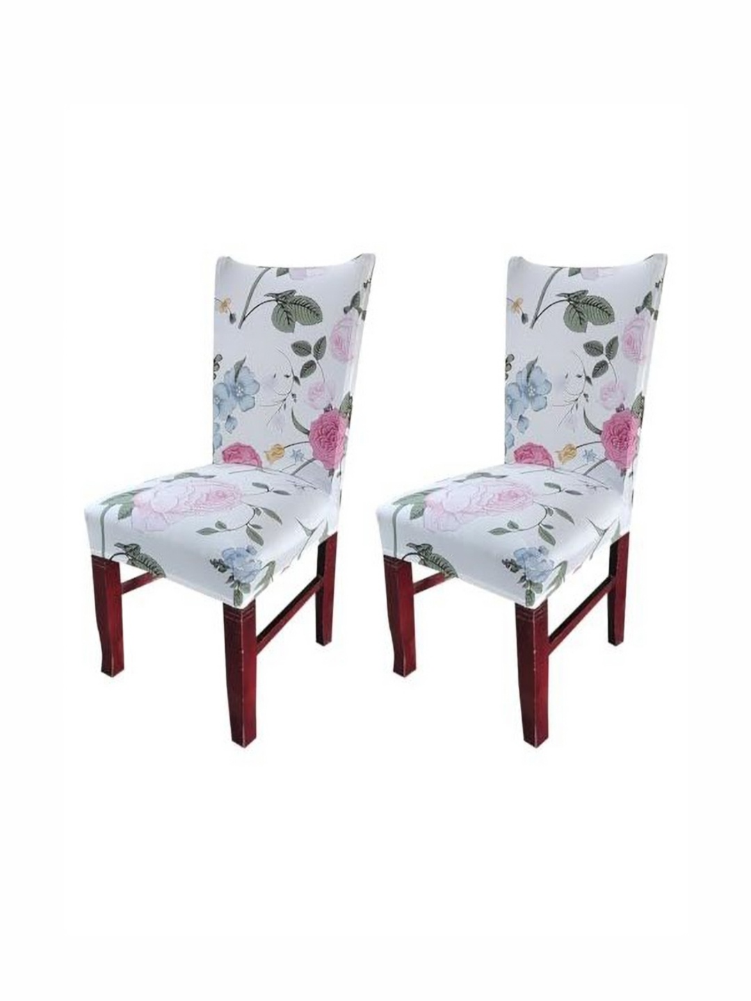 

HOUSE OF QUIRK White & Pink 2 Pieces Floral Printed Removable Chair Covers