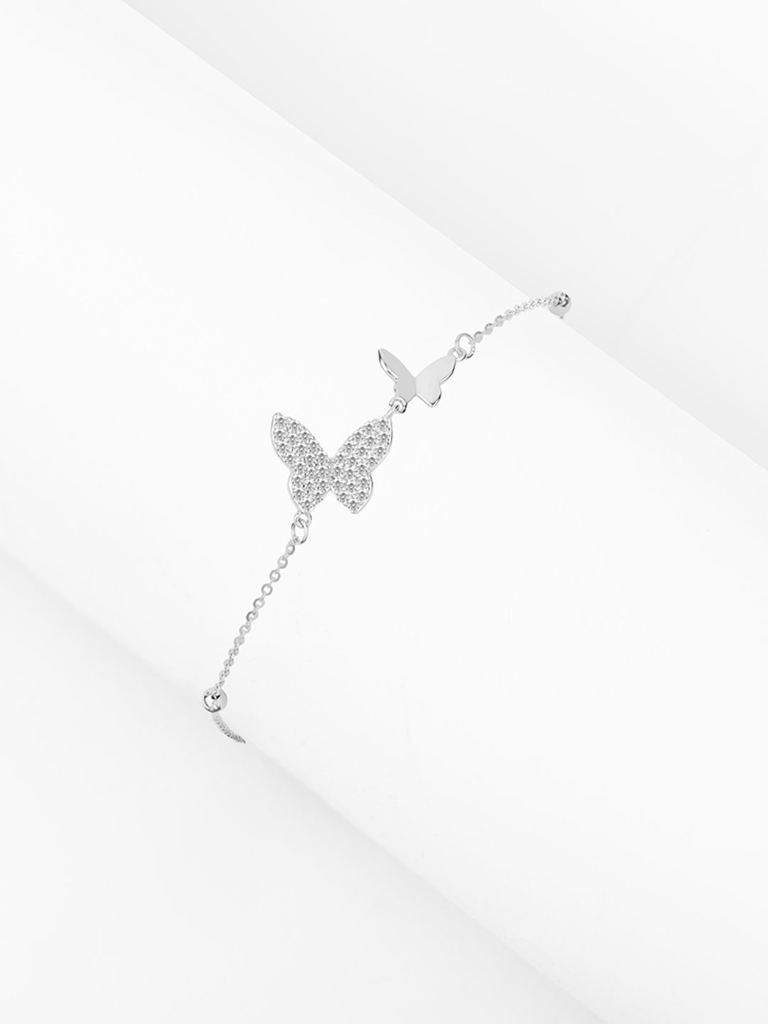 

Nistra Women Sterling Silver Cubic Zirconia Rhodium-Plated Link Bracelet