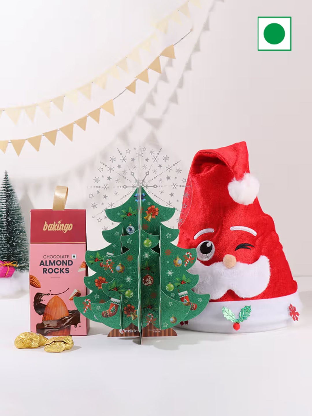 

Floweraura Set Of 3 Chocolate & Christmas Tree With Cap, Multi