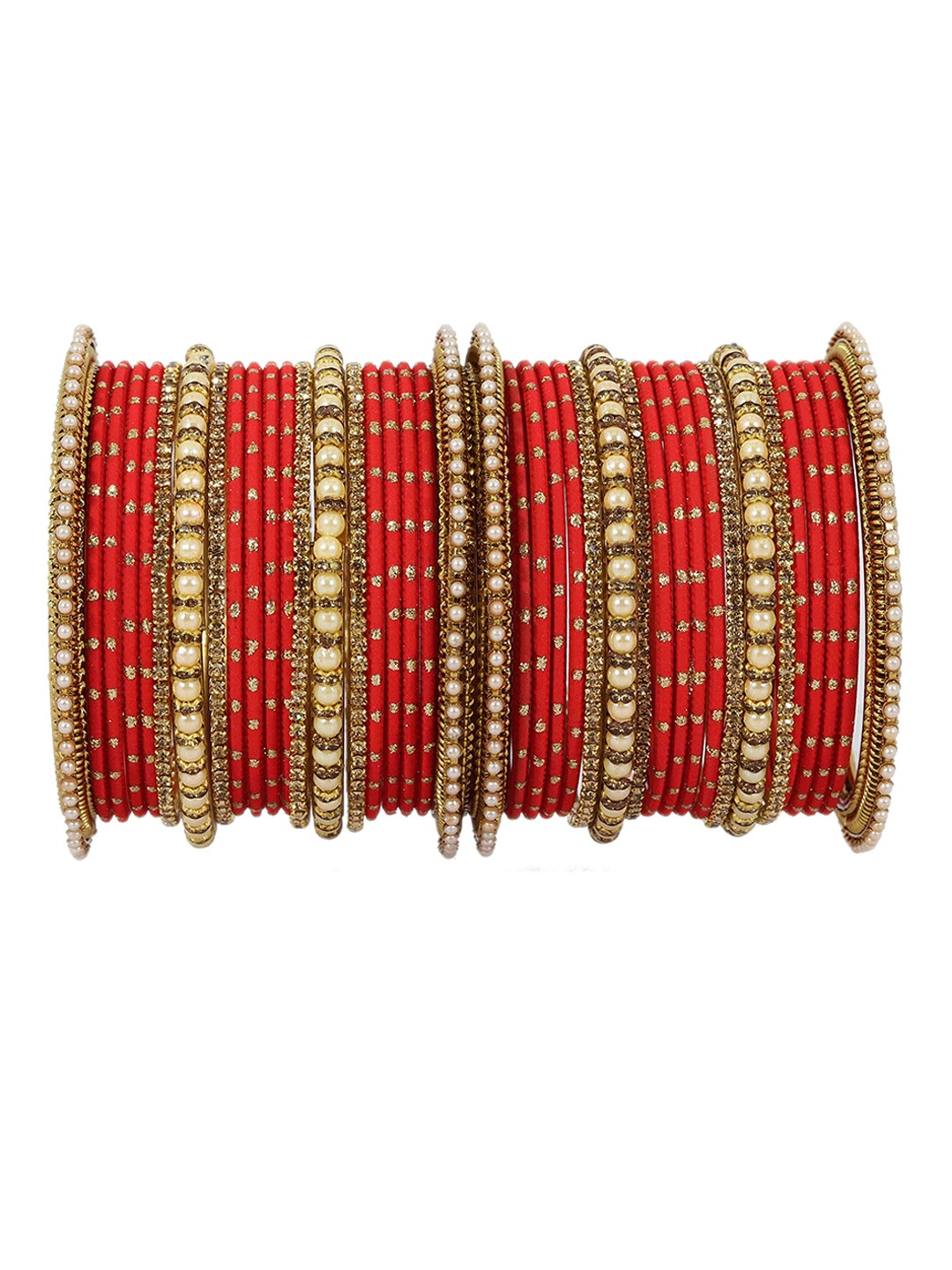 

ZULKA Set Of 60 Zircon Gemstone Studded Bangles, Magenta