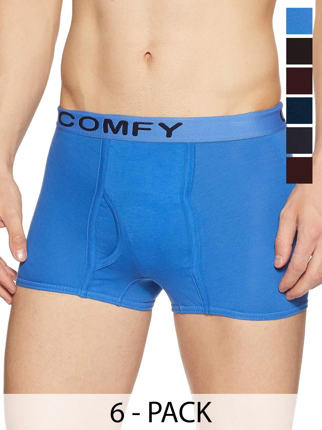 

AMUL COMFY Men Pack Of 6 Assorted Short Trunks Comfy-Plain-Mini-Trunk-OE-6-85