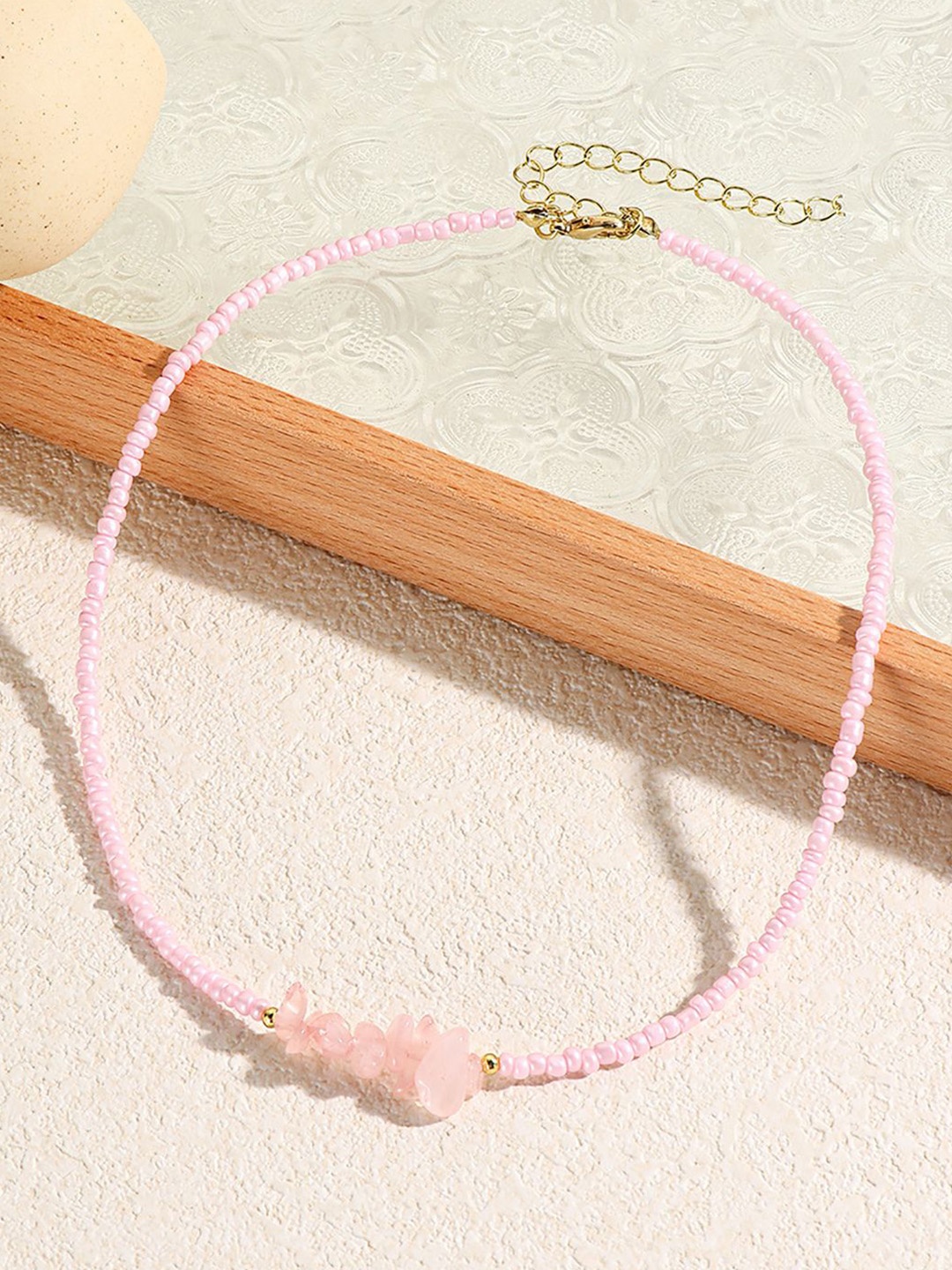 

StyleCast x Revolte Gold-Plated Beaded Enamelled Chain, Pink