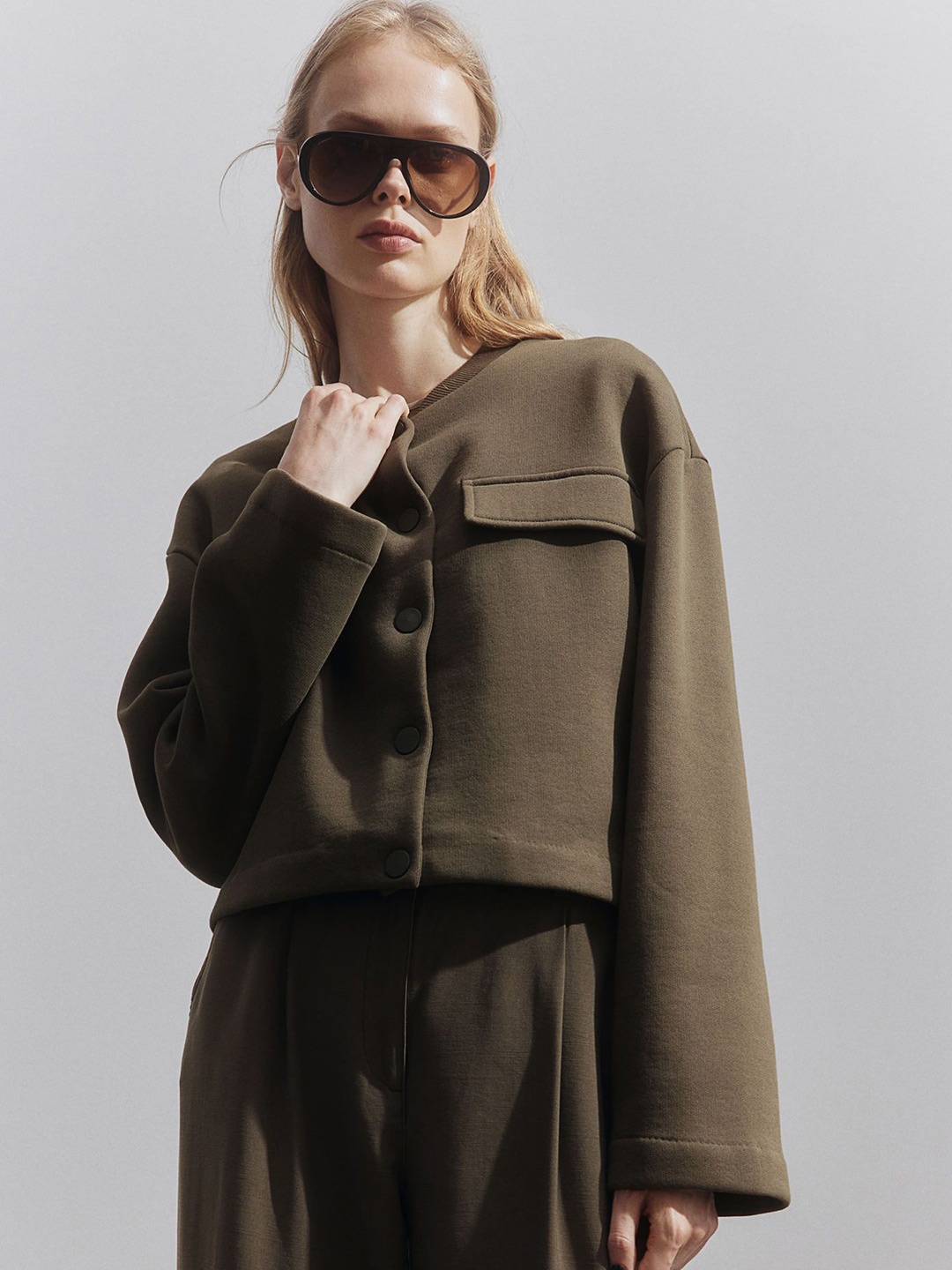 

H&M Sweatshirt Cardigan, Green