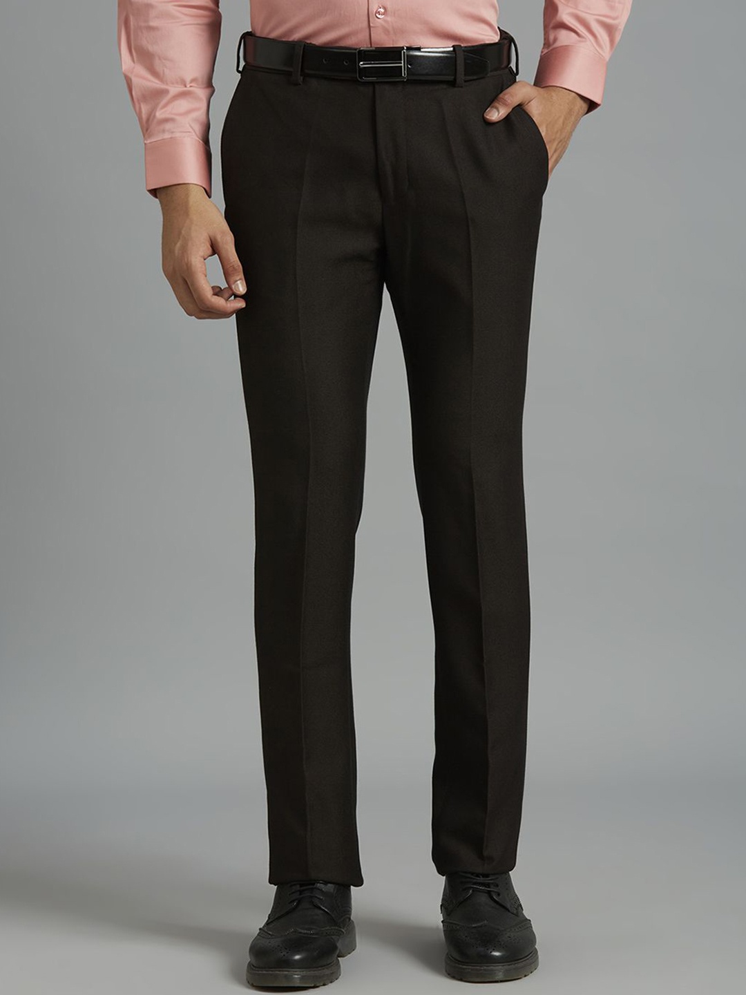 

Reid & Taylor Men Tailored Regular Fit Mid-Rise Trousers, Black