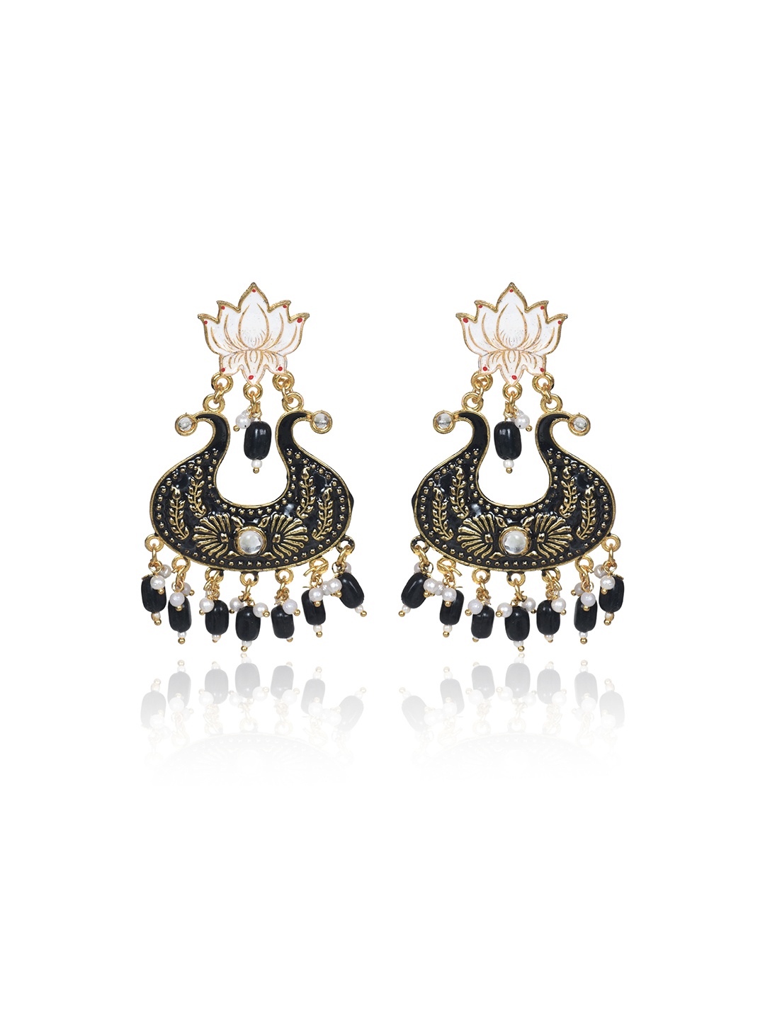 

Nilu's Collection Brass Plated Contemporary Jhumkas, Gold