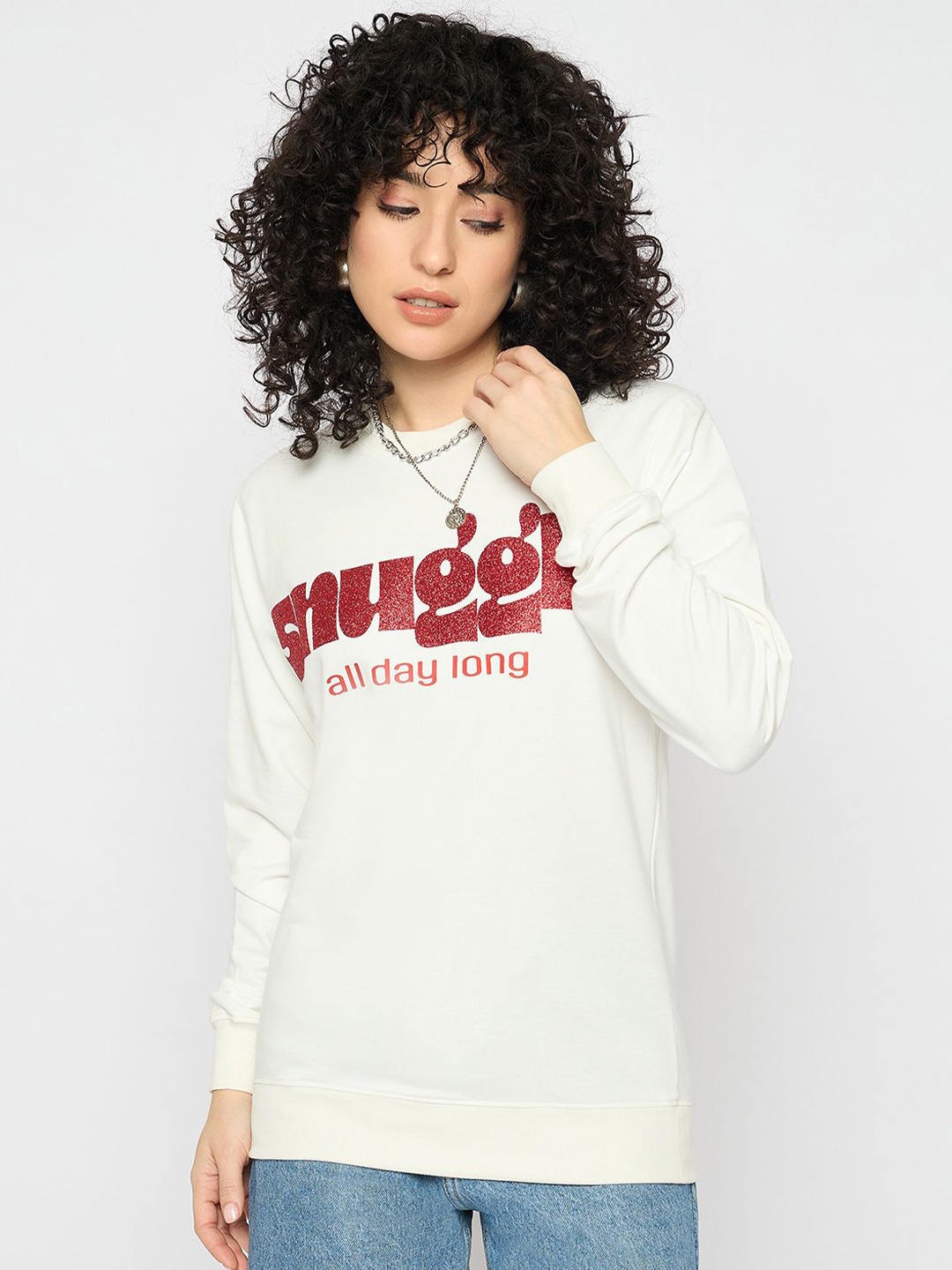 

Mast & Harbour Women Typography Printed, Off white